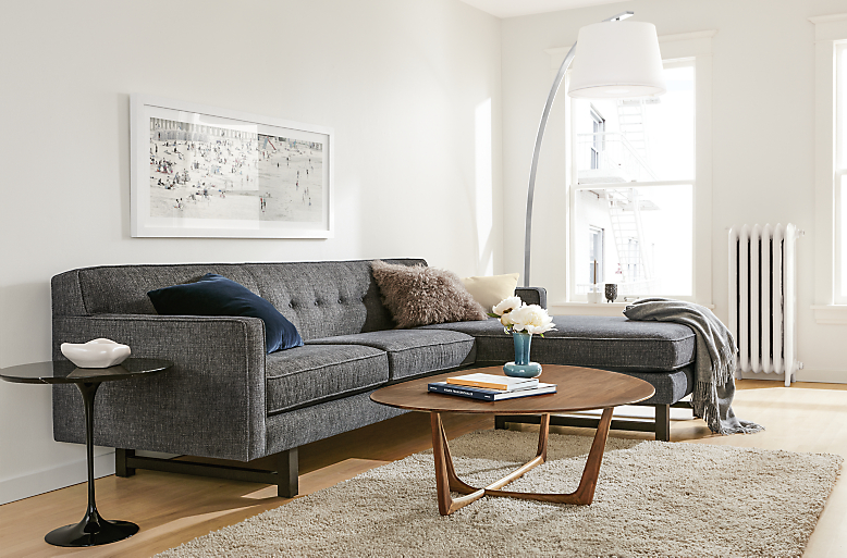 Side view of Andrea sofa with reversible chaise.