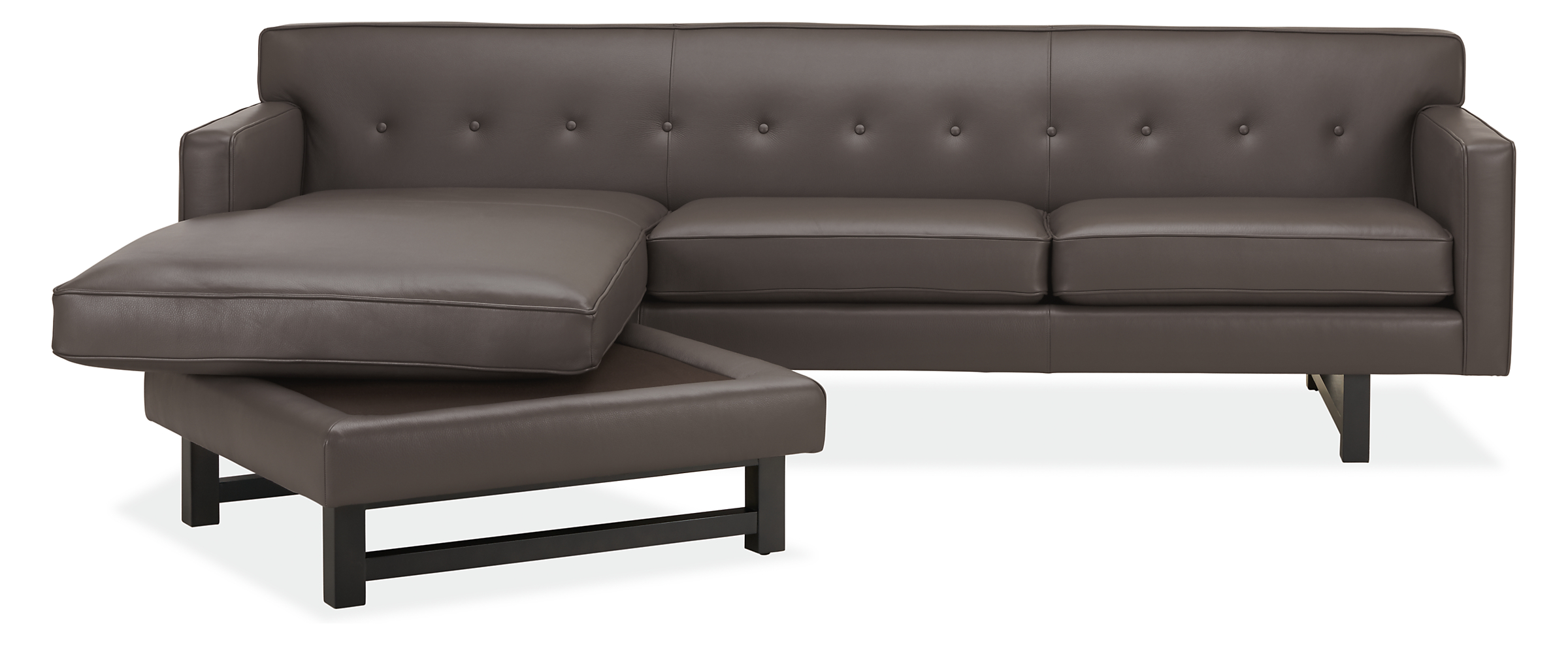 Detail  View  of Andre 101-wide Sofa with Left-Arm Chaise in Urbino Smoke.
