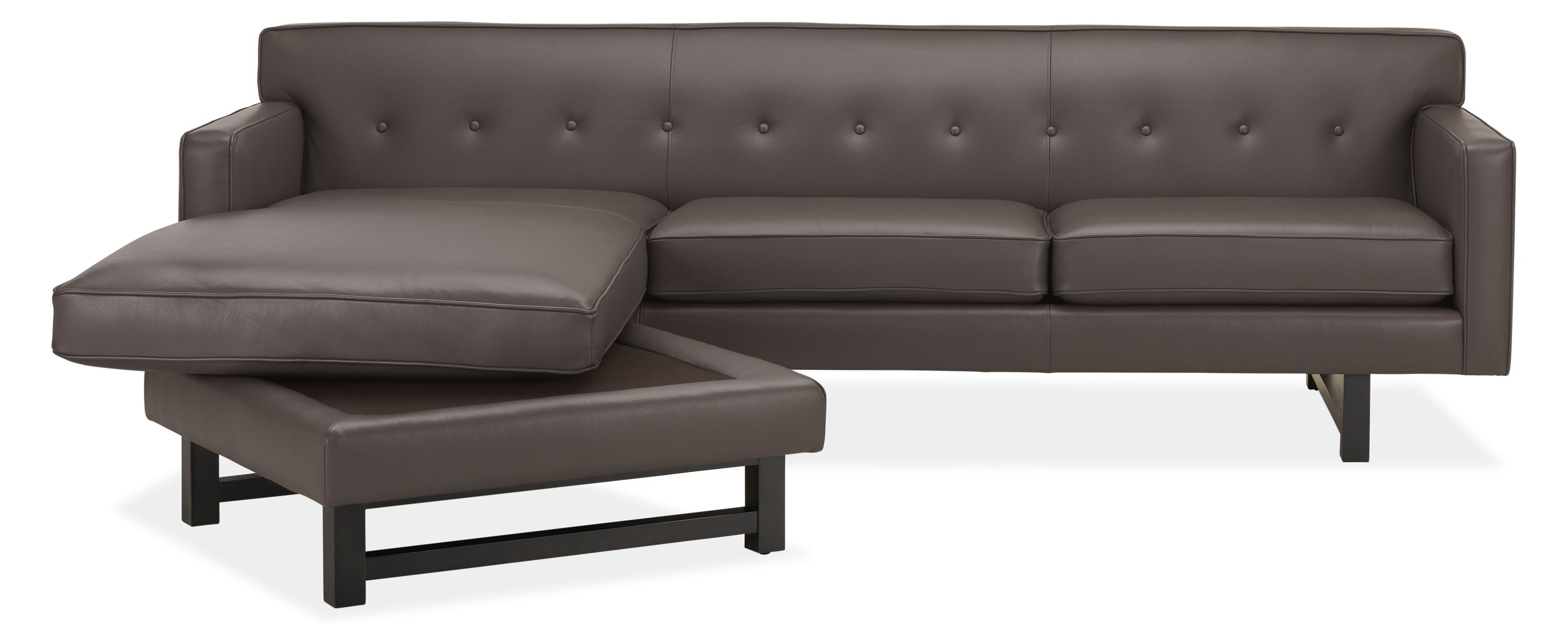 Detail  View  of Andre 101-wide Sofa with Left-Arm Chaise in Urbino Smoke.