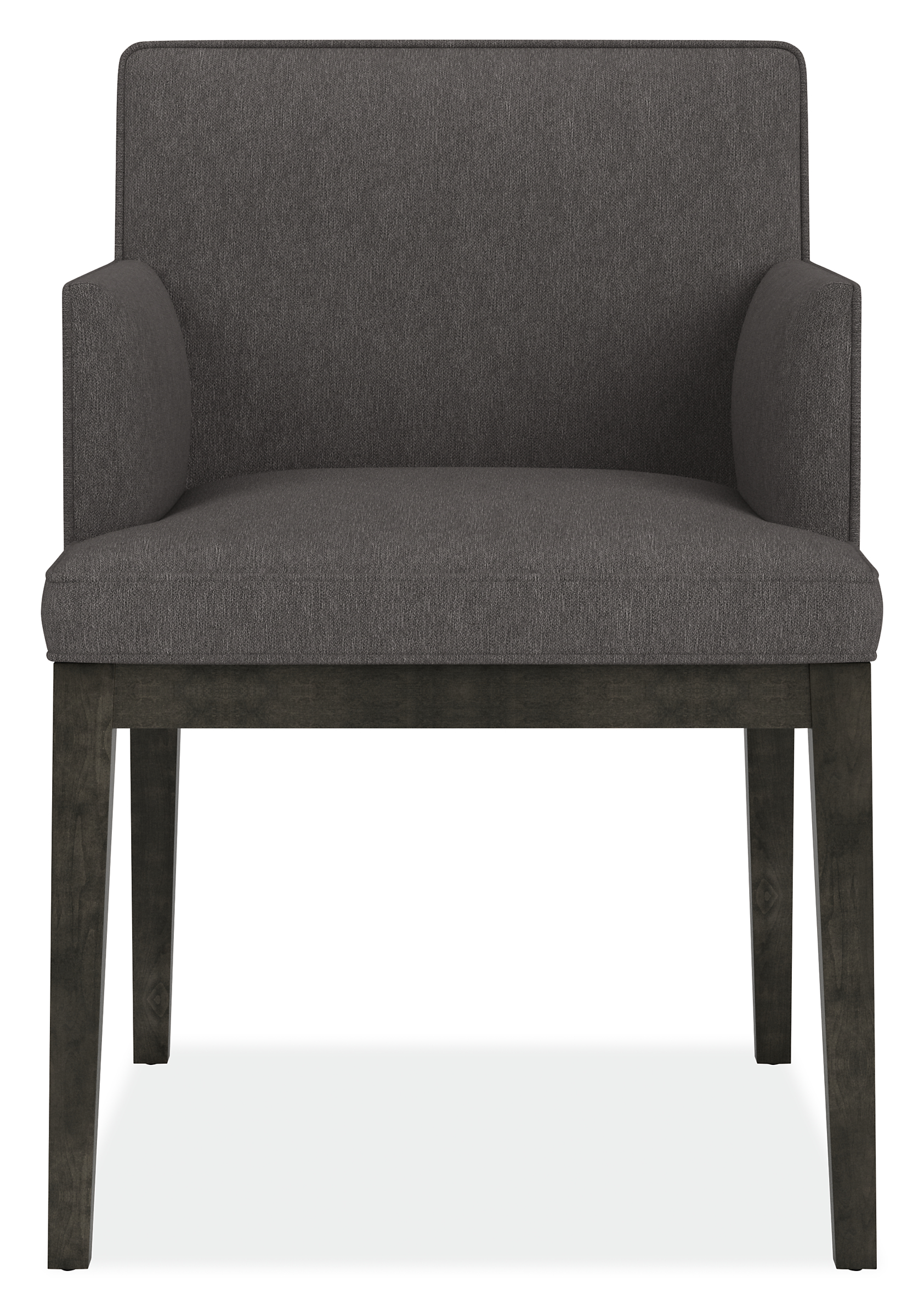 Front view of Ansel Arm Chair in Flint Fabric.