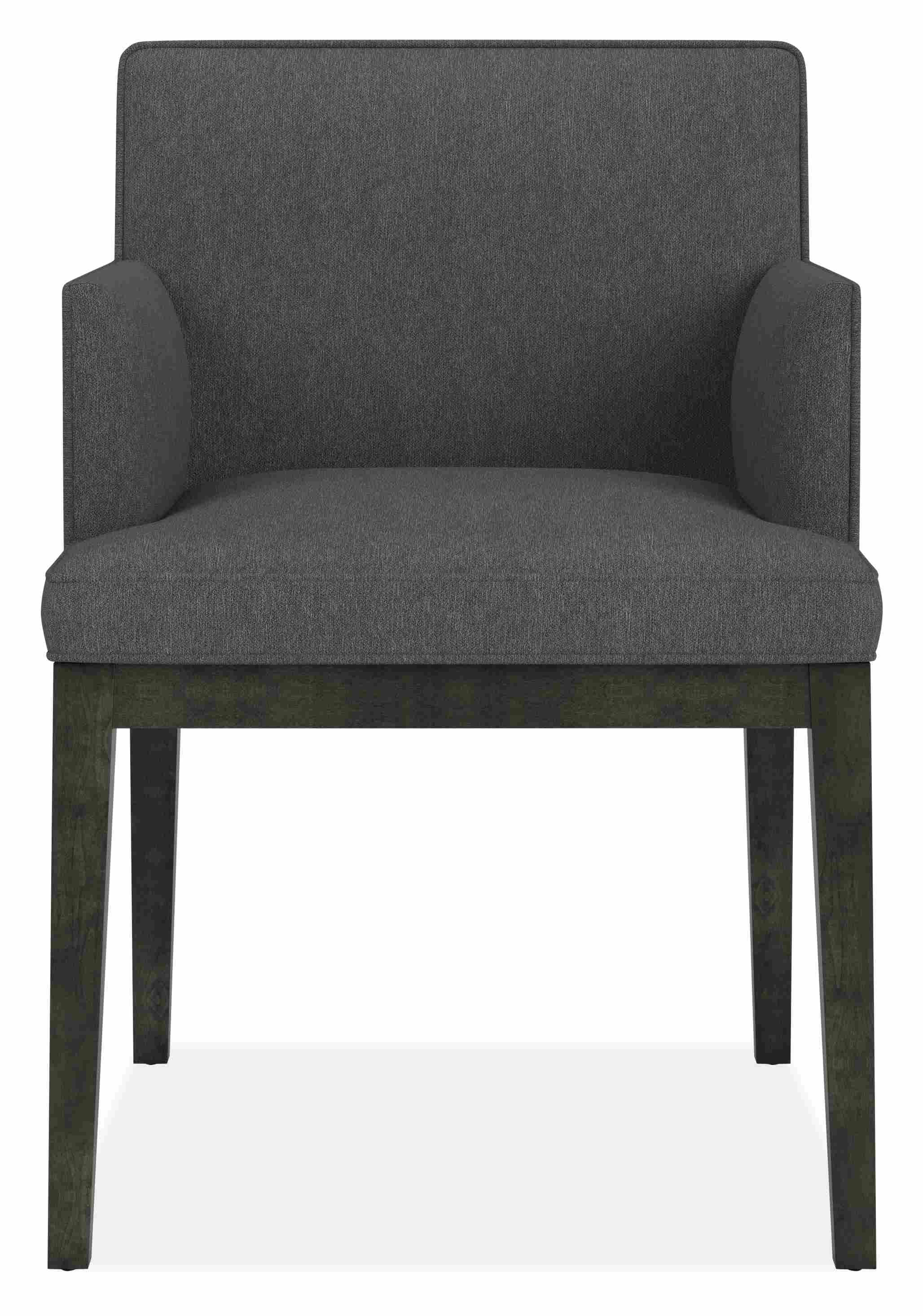 Front view of Ansel Arm Chair in Flint Fabric.