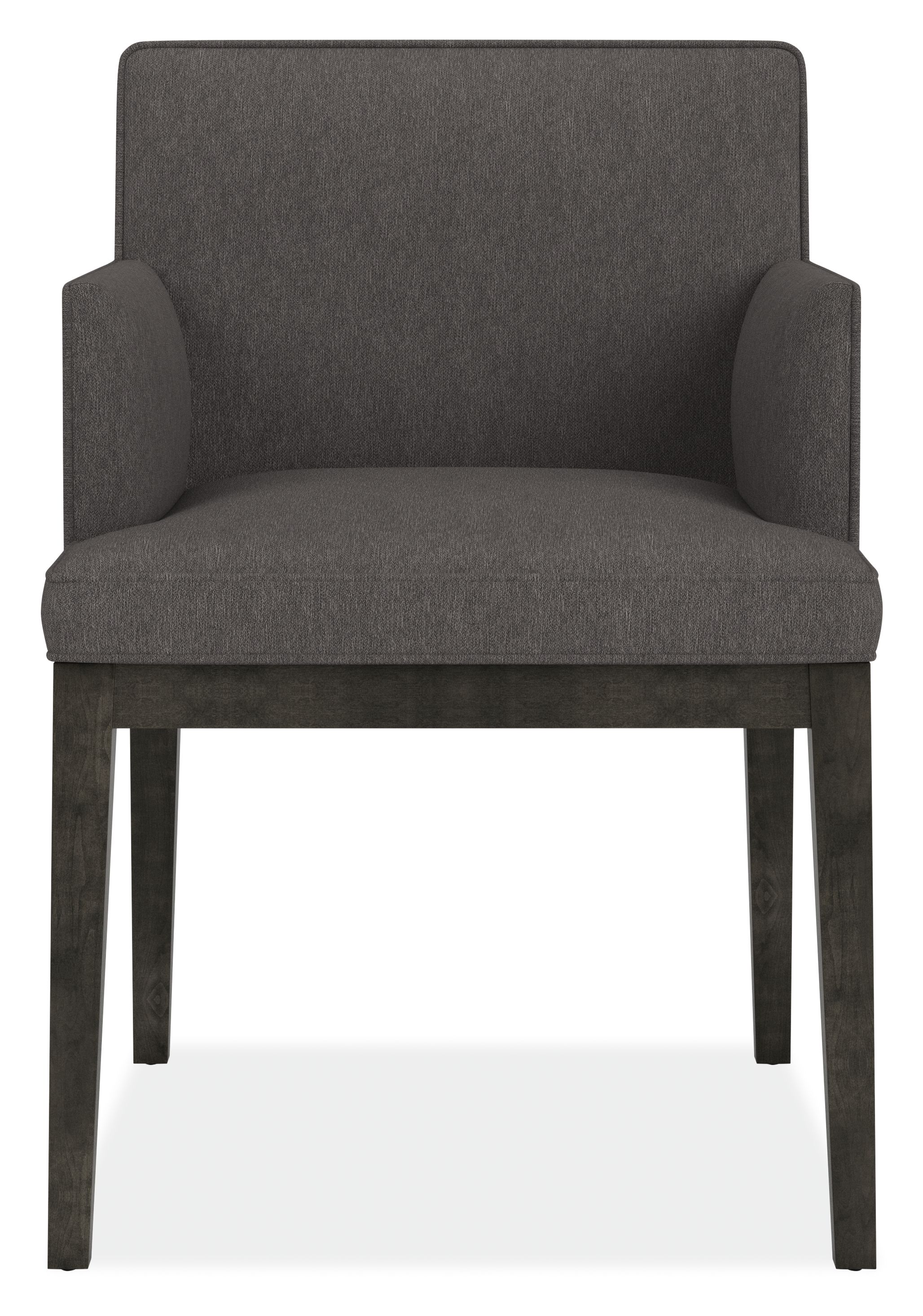 Front view of Ansel Arm Chair in Flint Fabric.