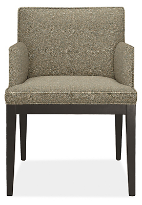 Front view of Ansel Arm Chair in Tatum Gunmetal.