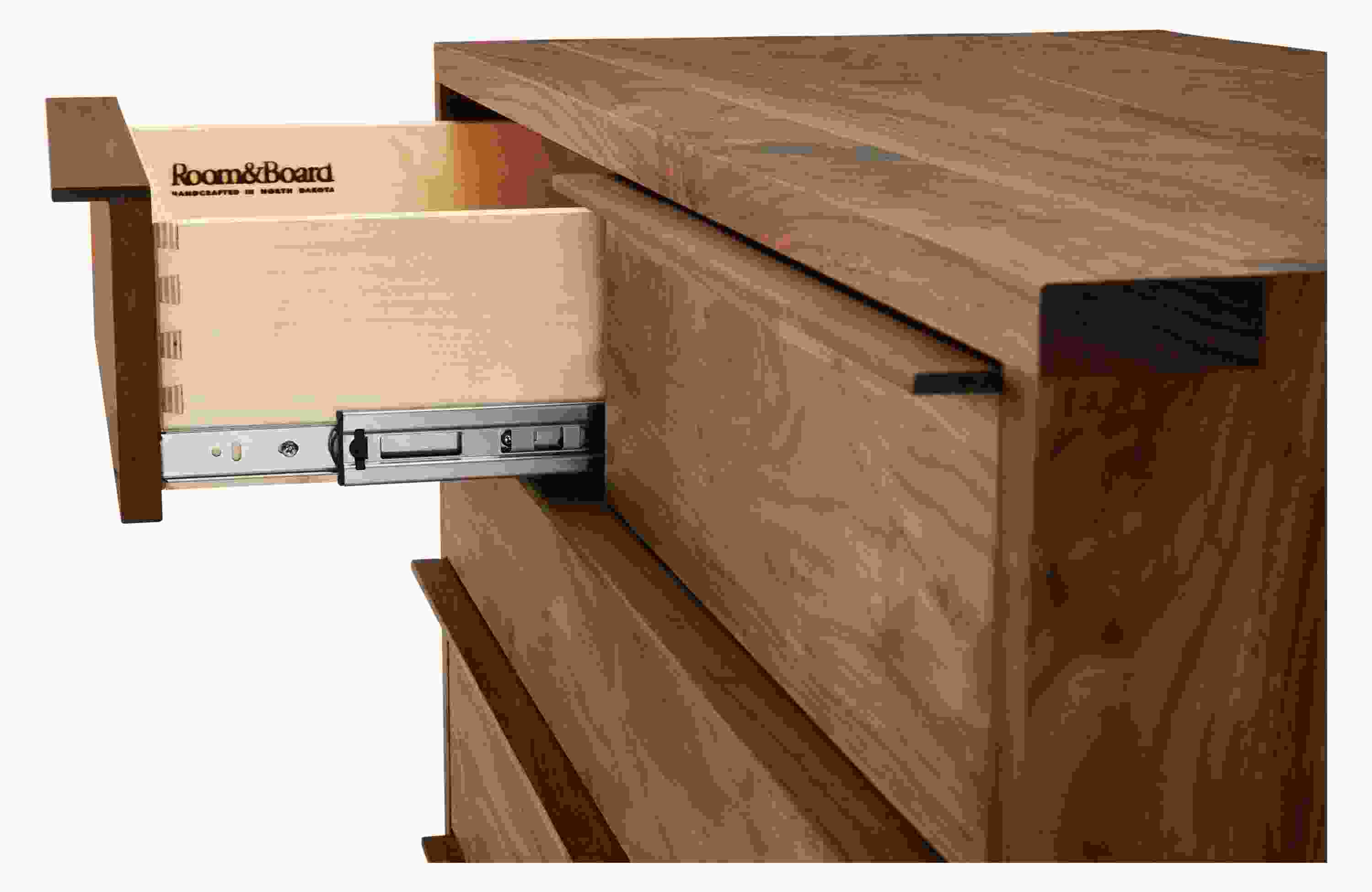 Detail of Anton 42-wide Seven-Drawer Dresser in Walnut.