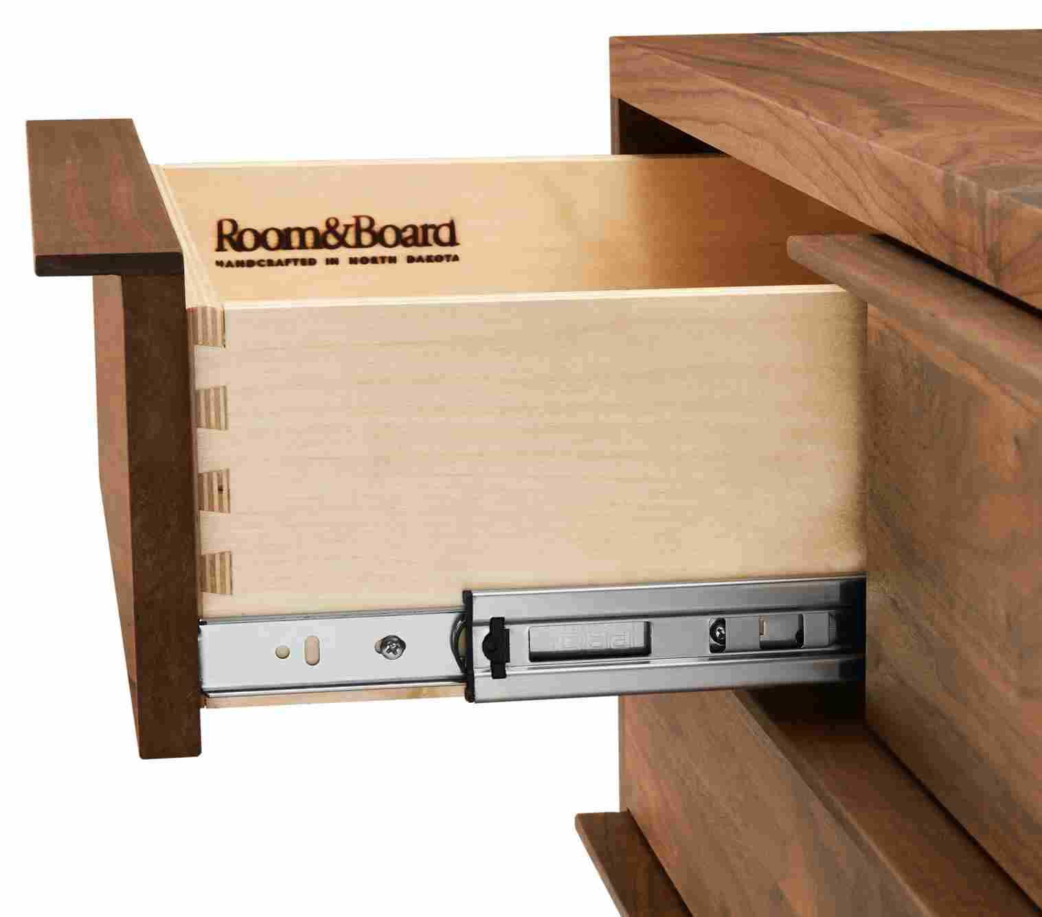 Detail of Anton 42-wide Seven-Drawer Dresser in Walnut.