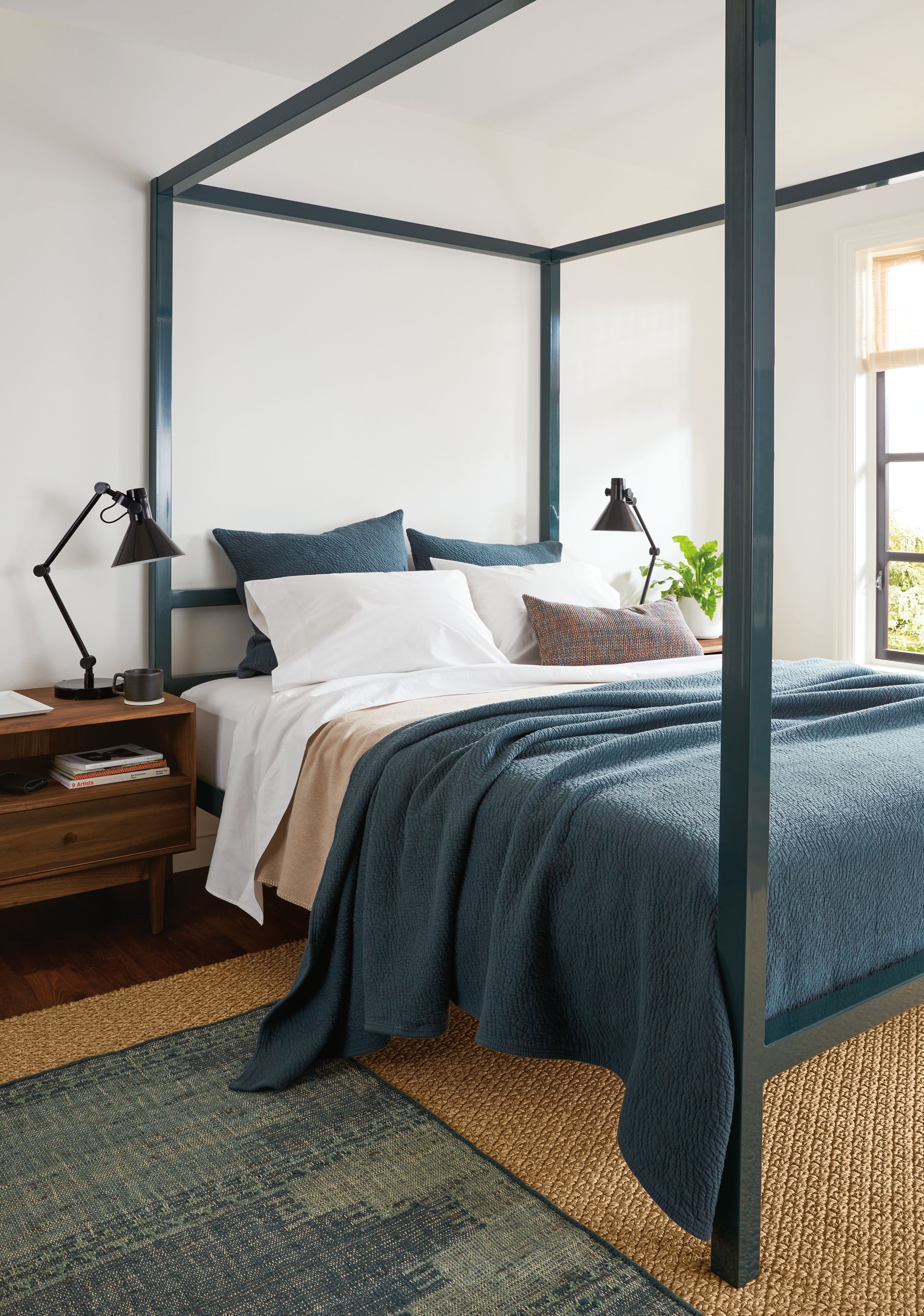 Bedroom with Architecture queen standard bed in slate.