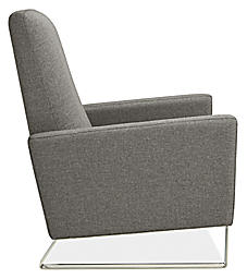 Side view of Arlo Thin-Arm Recliner in Sumner Graphite and Nickel base..