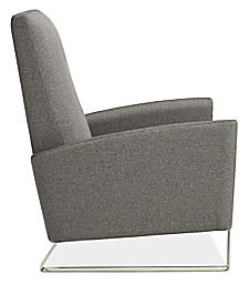 Side view of Arlo Curved-arm Recliner in Tatum Fabric with Metal Base.