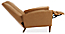 Open side view of Arlo Curved-Arm Recliner in Lecco Leather with wood legs in Walnut.