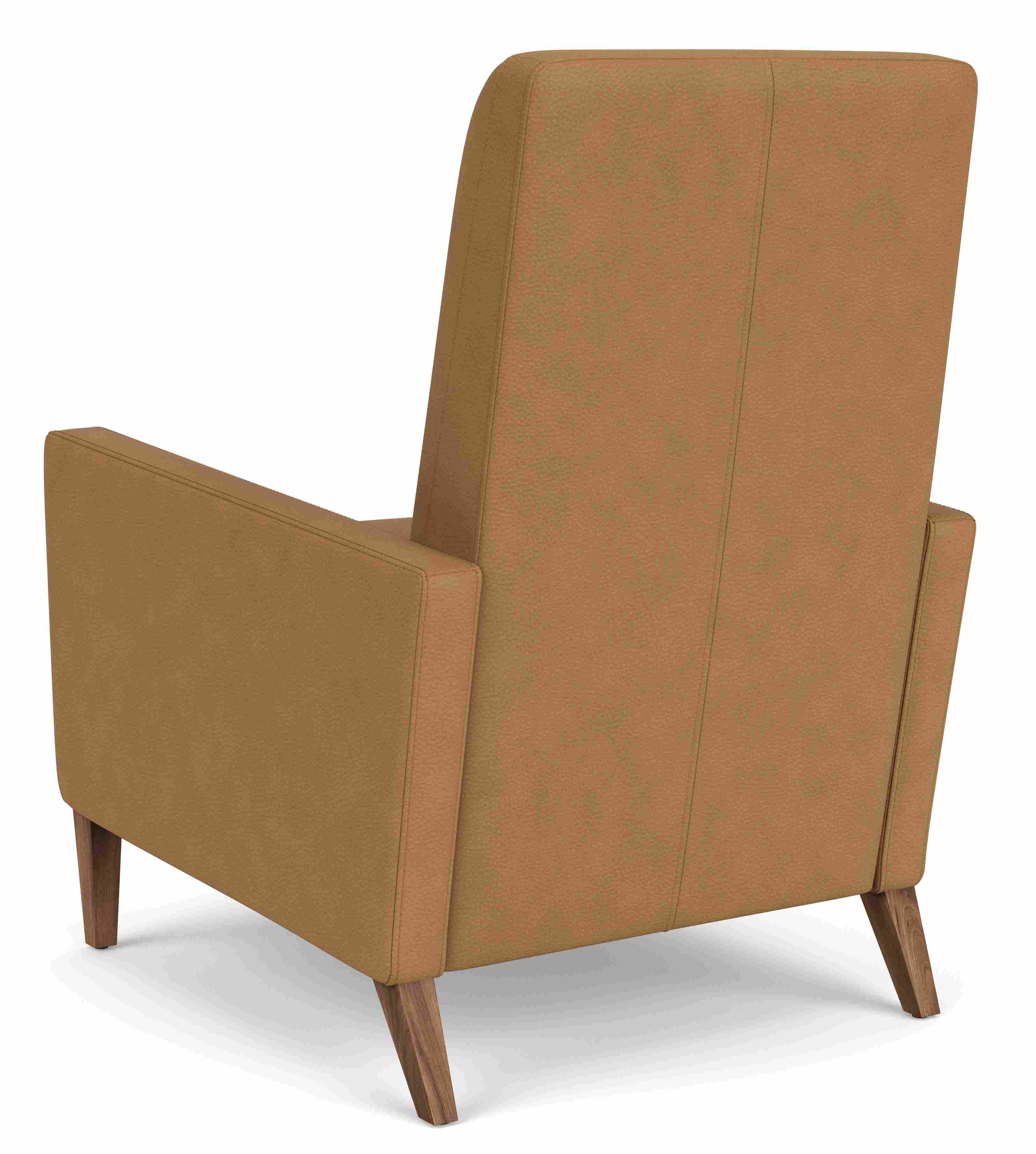 Back view of Arlo Recliner with Wood Base in Leather