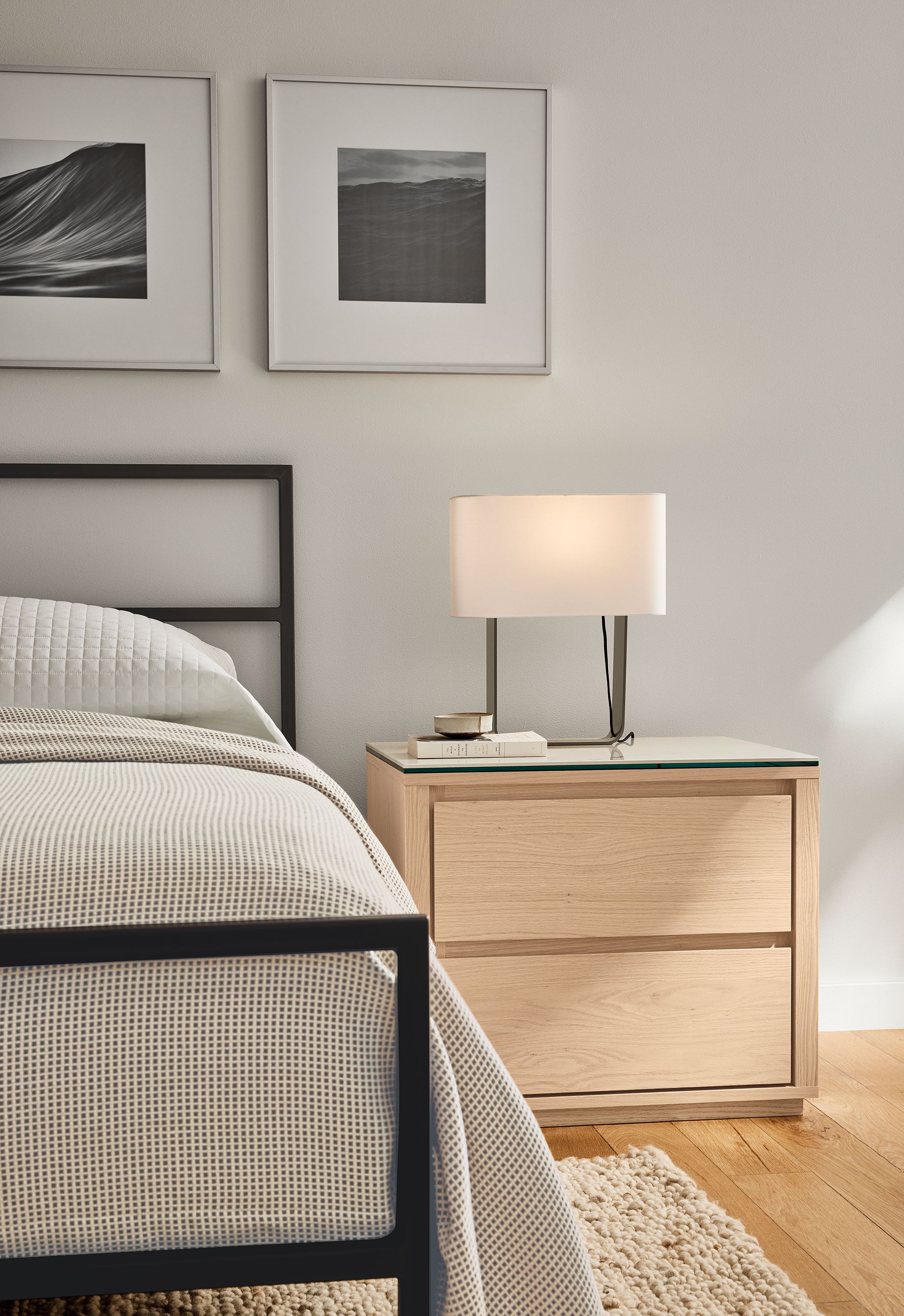 26w nightstand in salt stain with marbled white ceramic top