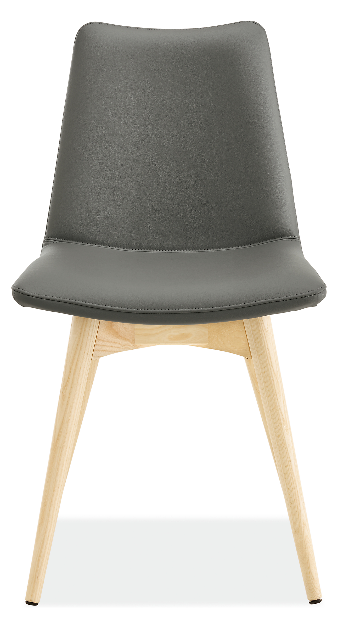 Front view of Arthur Dining Chair in Synthetic Leather with Wood Legs.