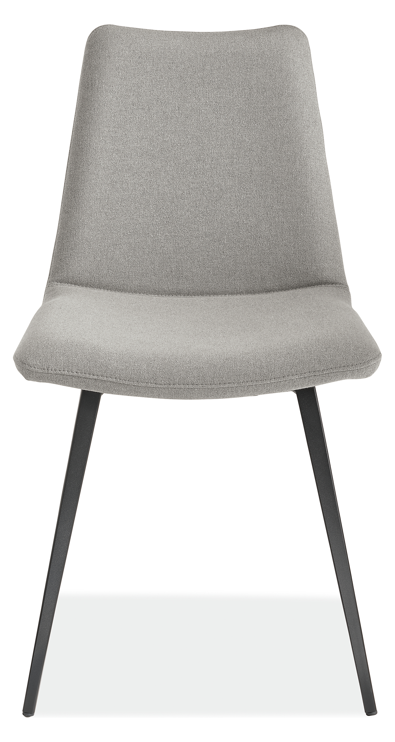 Front view of Arthur Dining Chair in Fabric with Metal Legs.