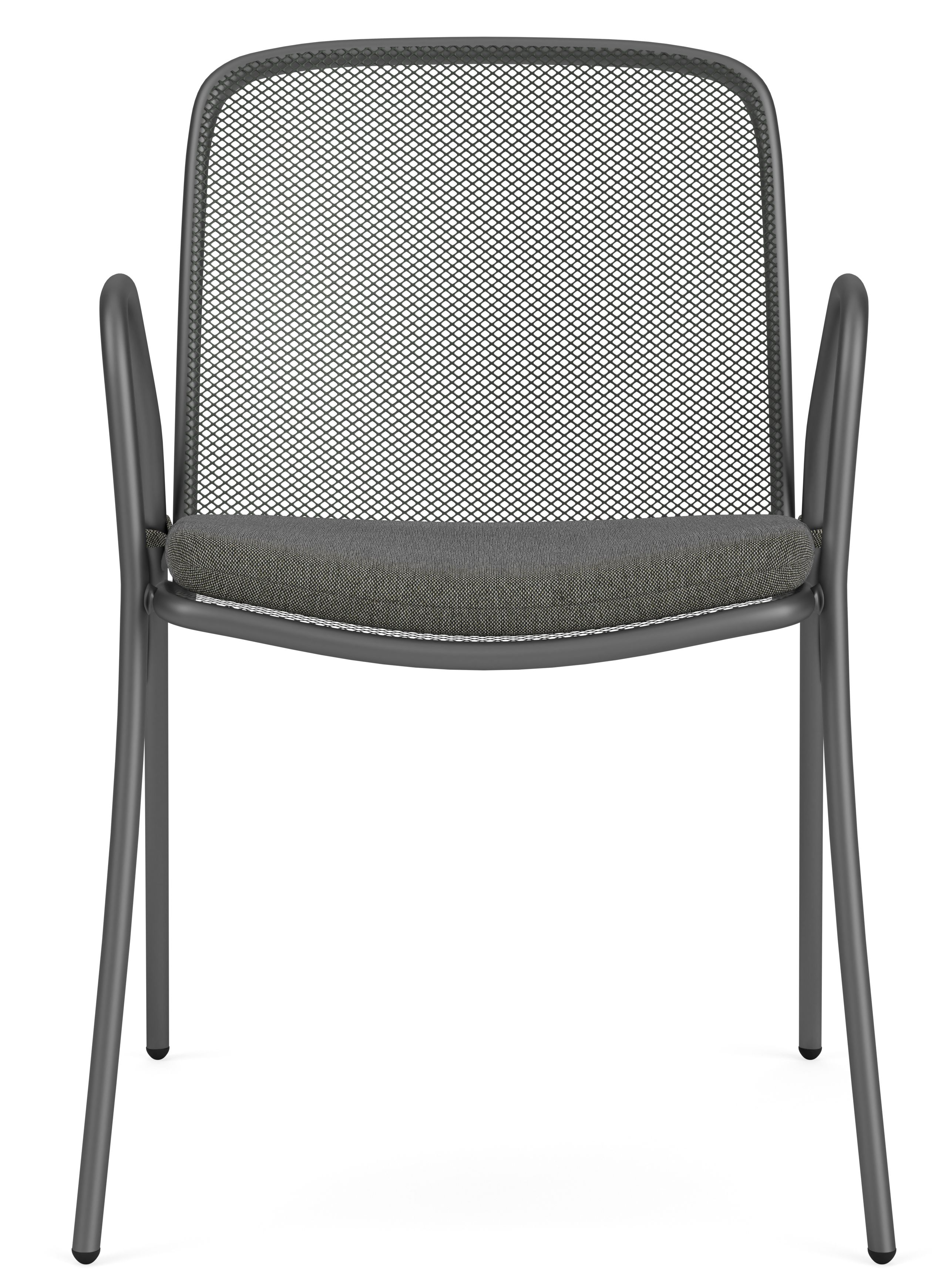 Front view of Aruba chair with Pelham Grey fabric seat.