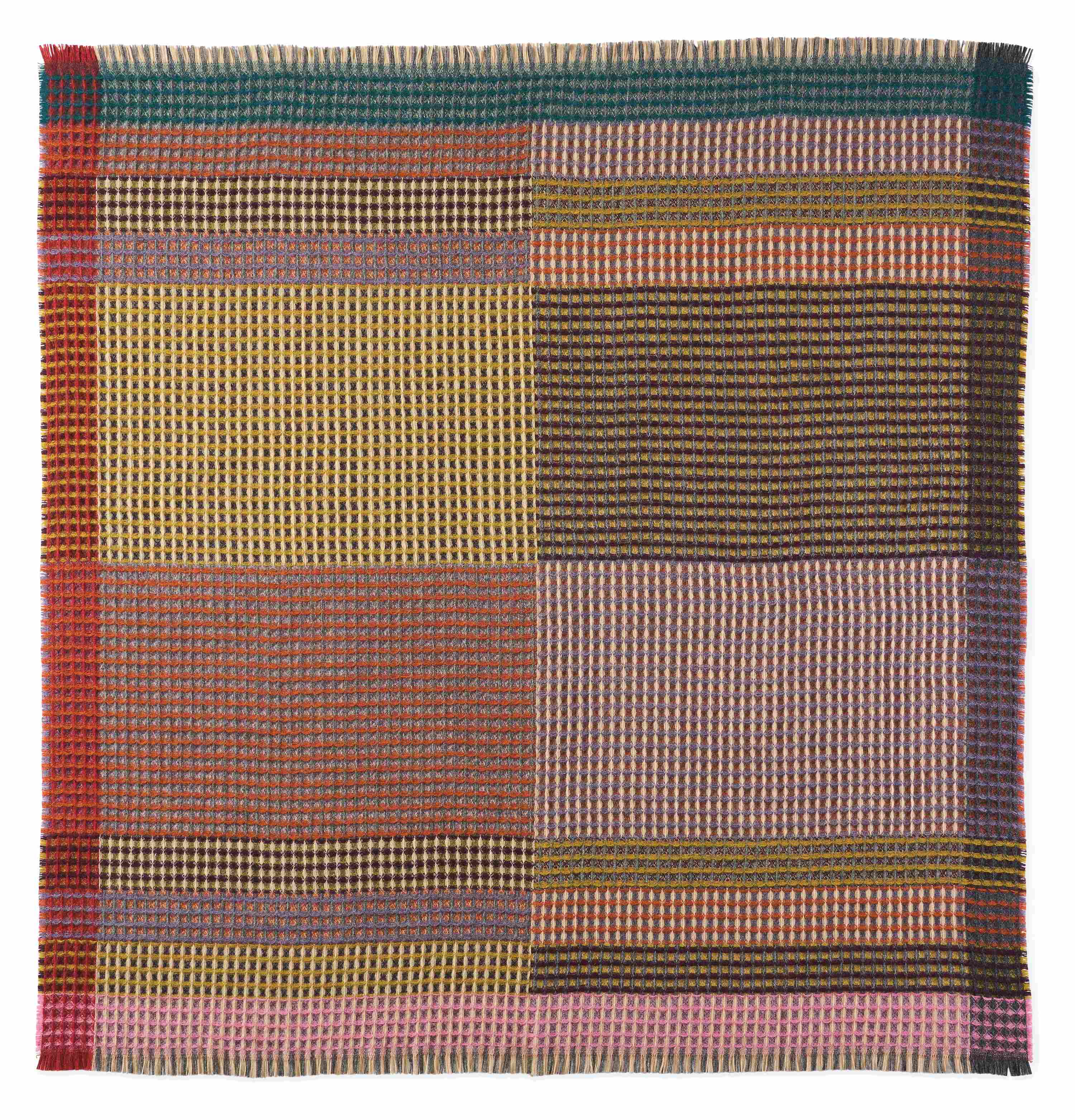 Overhead view of multicolor Asbury throw blanket.