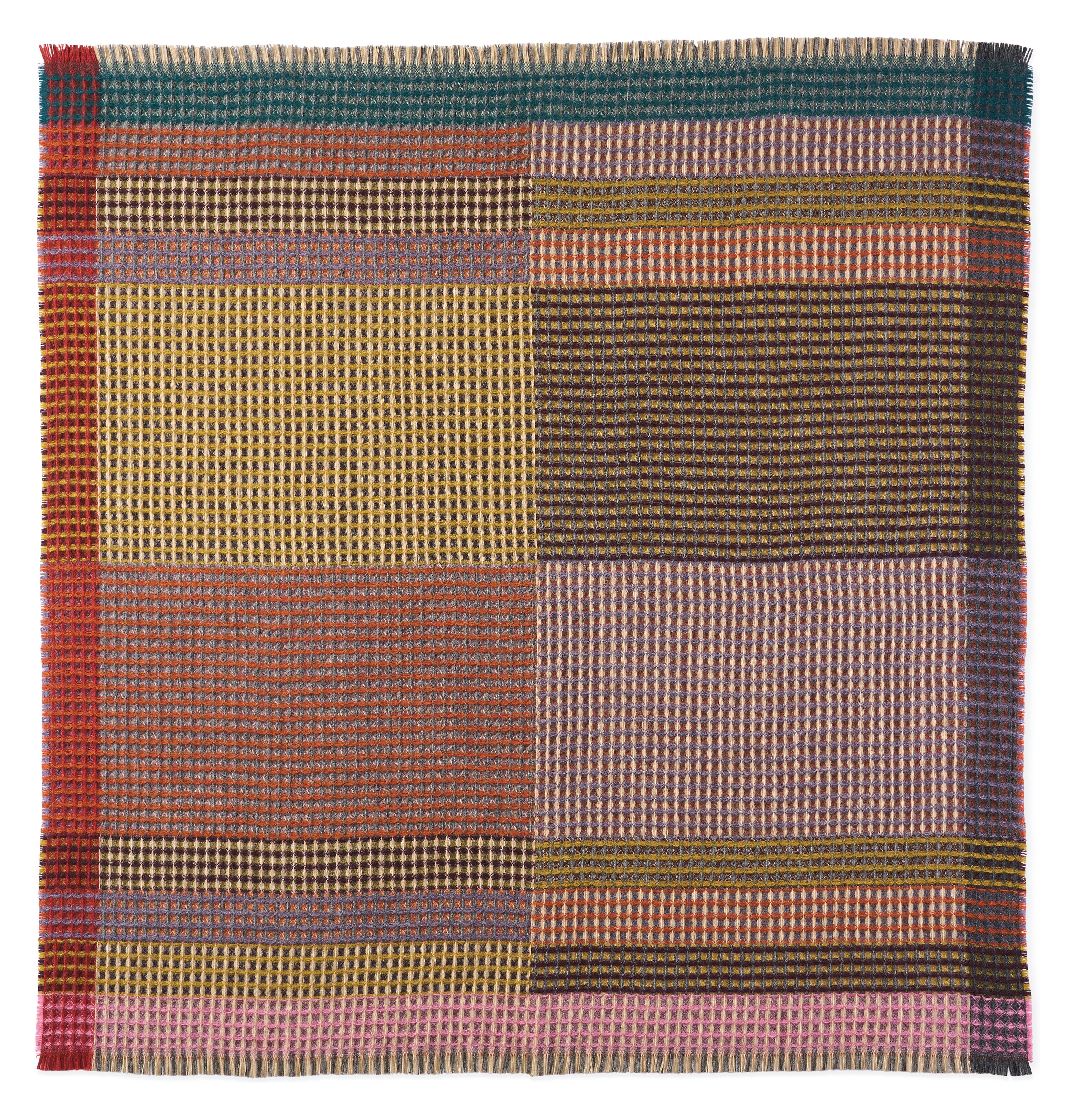Overhead view of multicolor Asbury throw blanket.