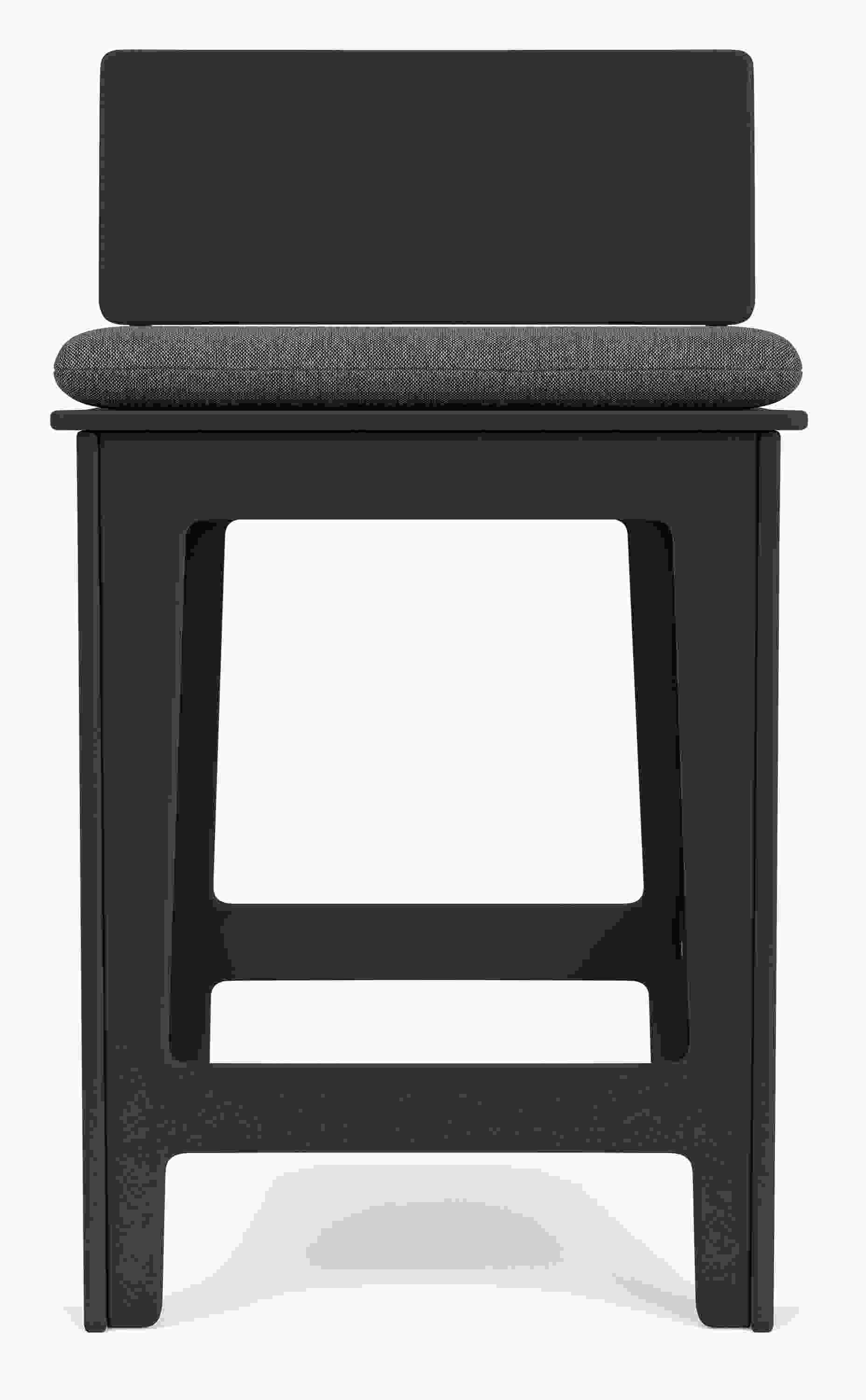 front view of Aspen Counter Stool in Black with Pelham Grey Cushion.