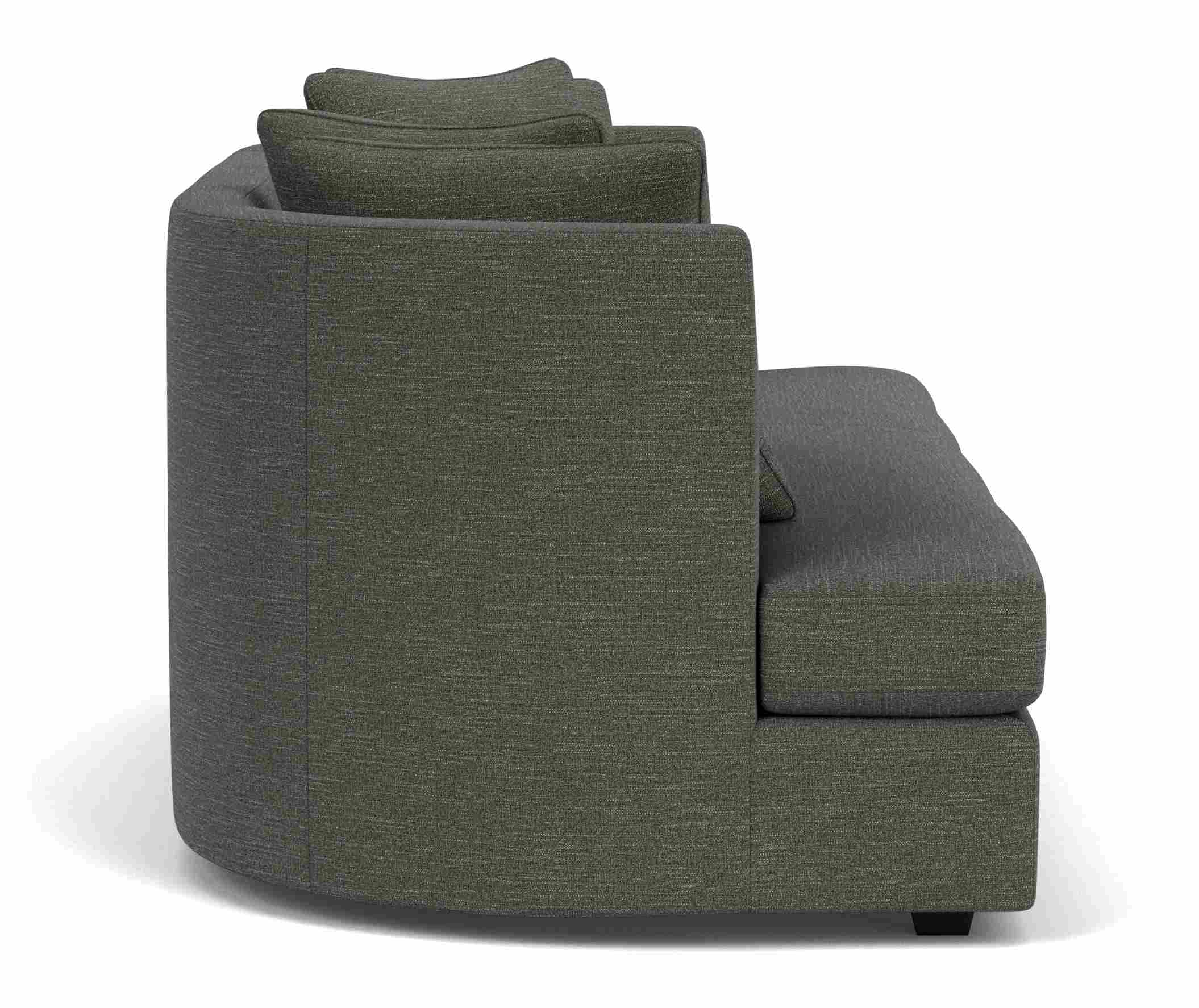 Side view of Astaire 90 Bench Cushion Sofa in Hawkins charcoal fabric.