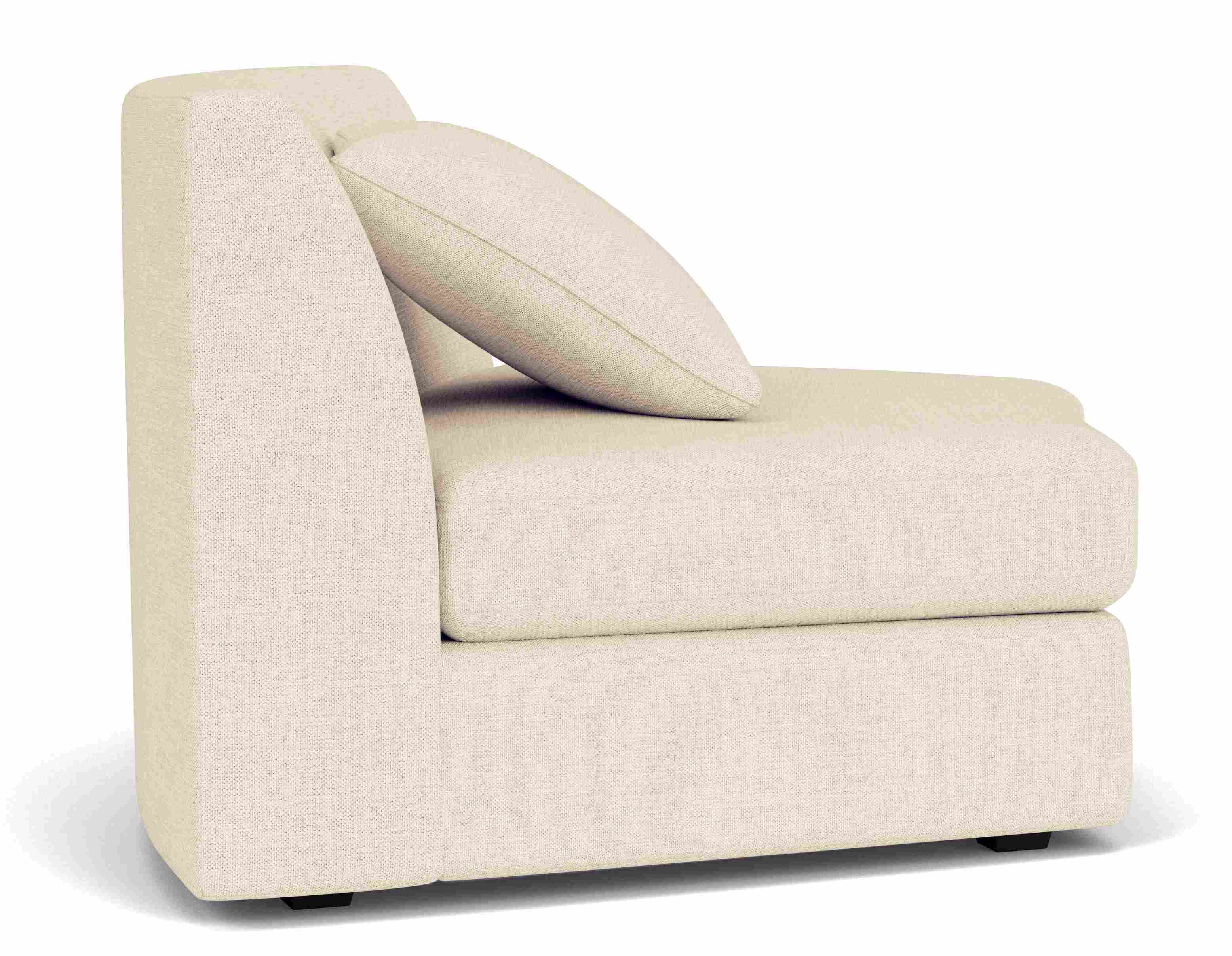 Side view of Astaire Armless Chair in Sumner ivory fabric.