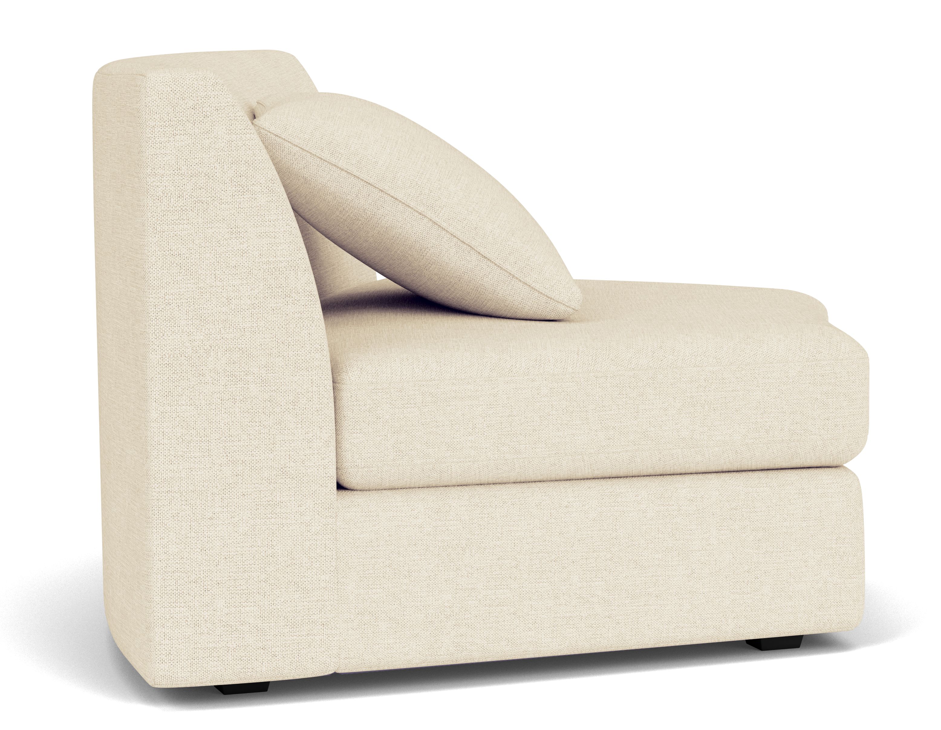 Side view of Astaire Armless Chair in Sumner ivory fabric.