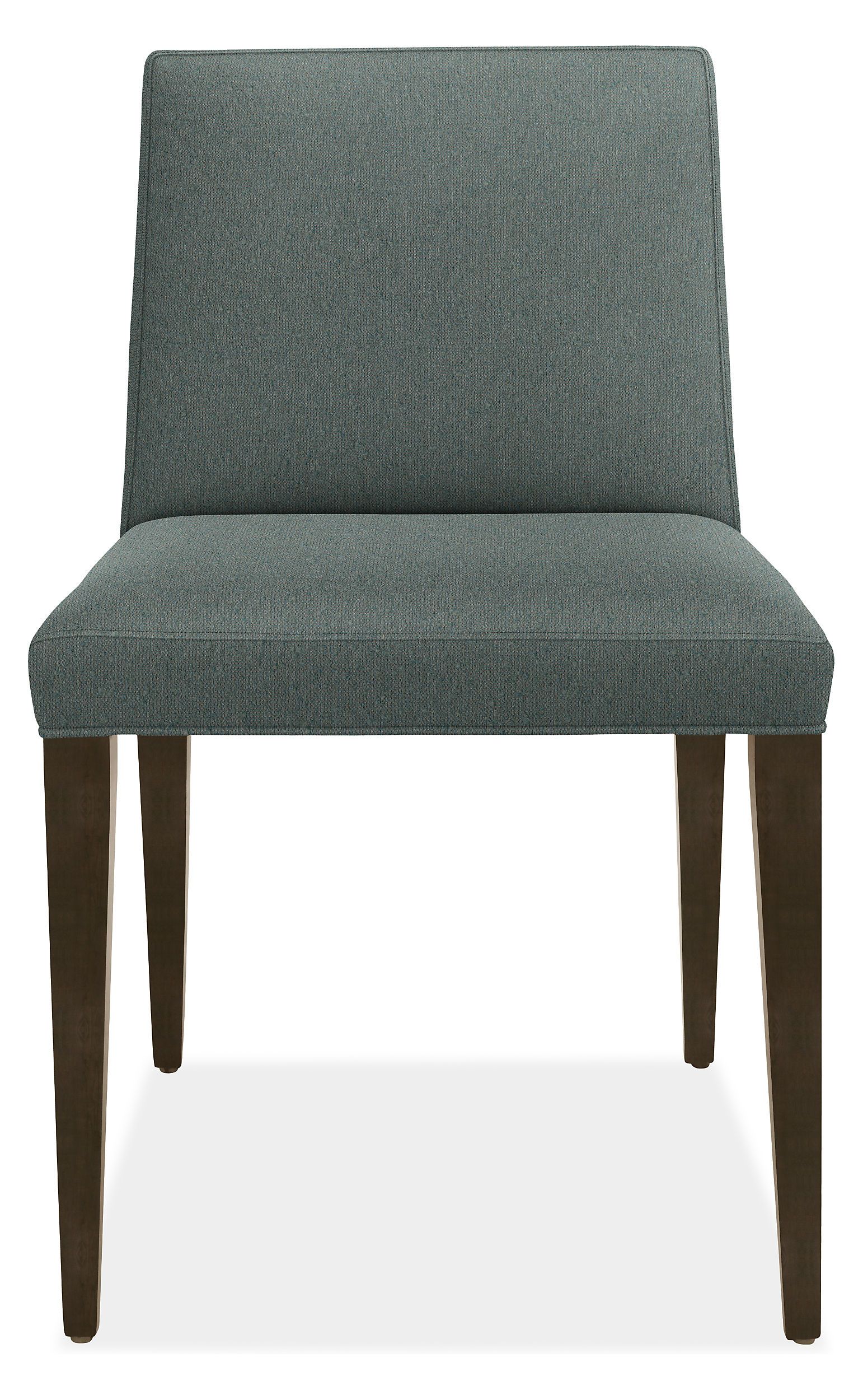 Front view of Ava Side Chair in Declan Haze with Charcoal Legs.