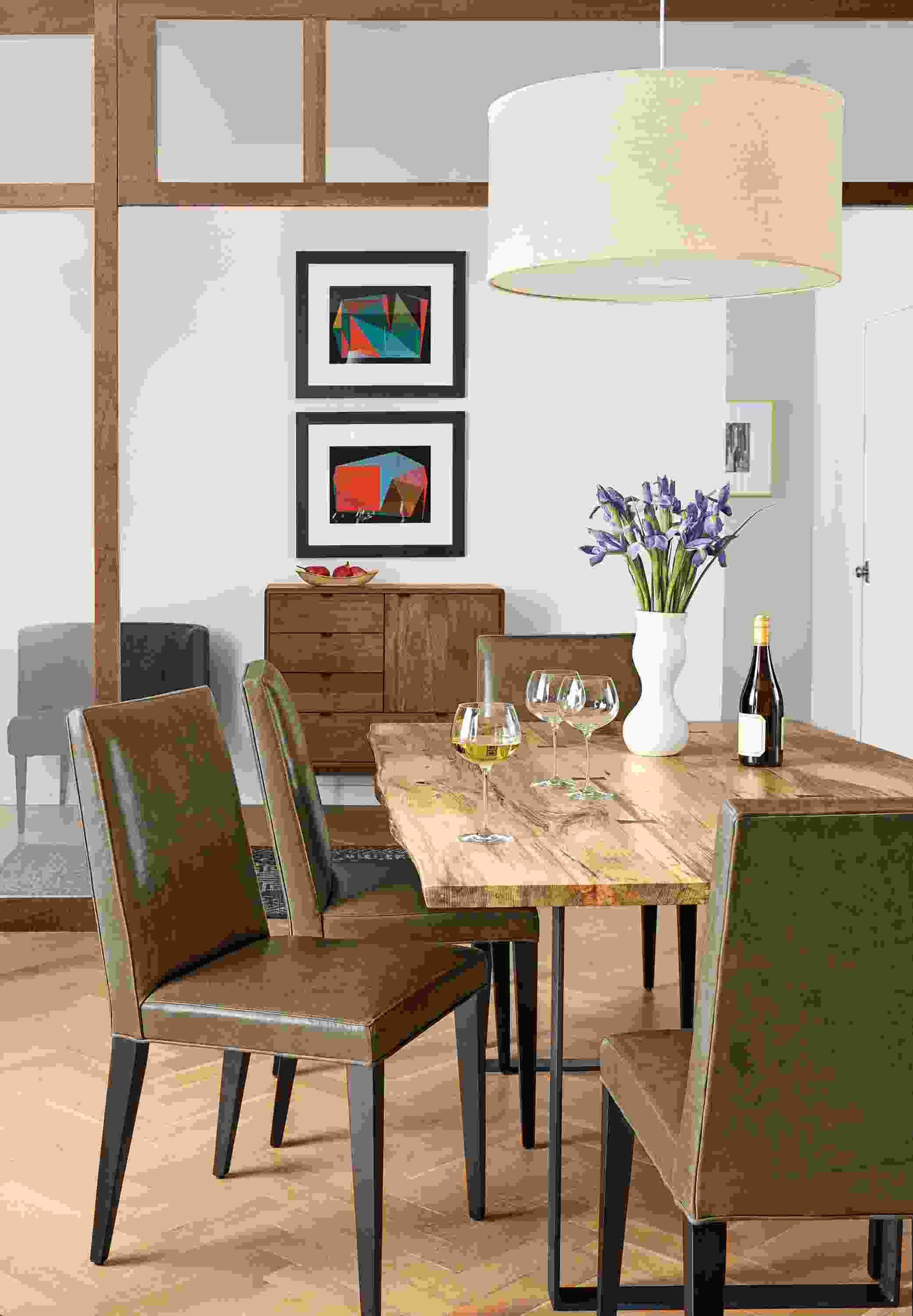 Detail of Ava high-back leather chair.