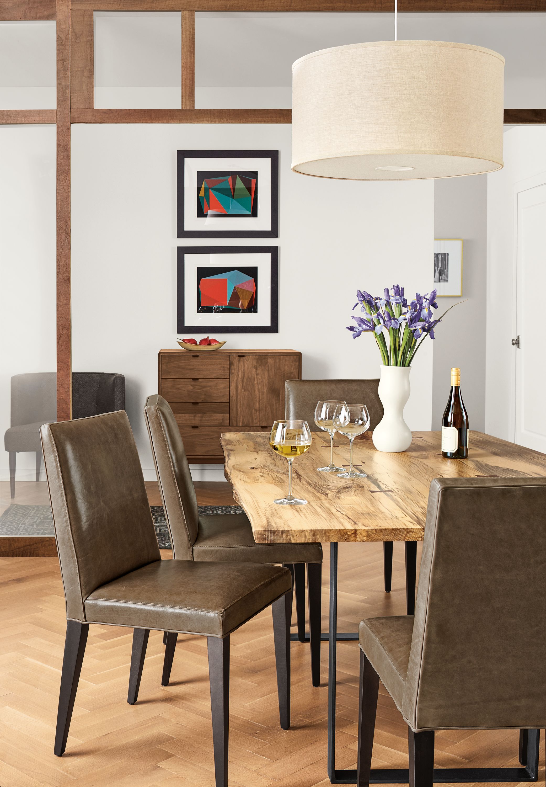 Detail of Ava high-back leather chair.