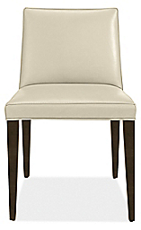 Front view of Ava Side Chair in Urbino Ivory with Charcoal Legs.