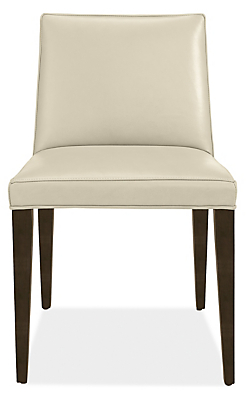 Front view of Ava Side Chair in Urbino Ivory with Charcoal Legs.
