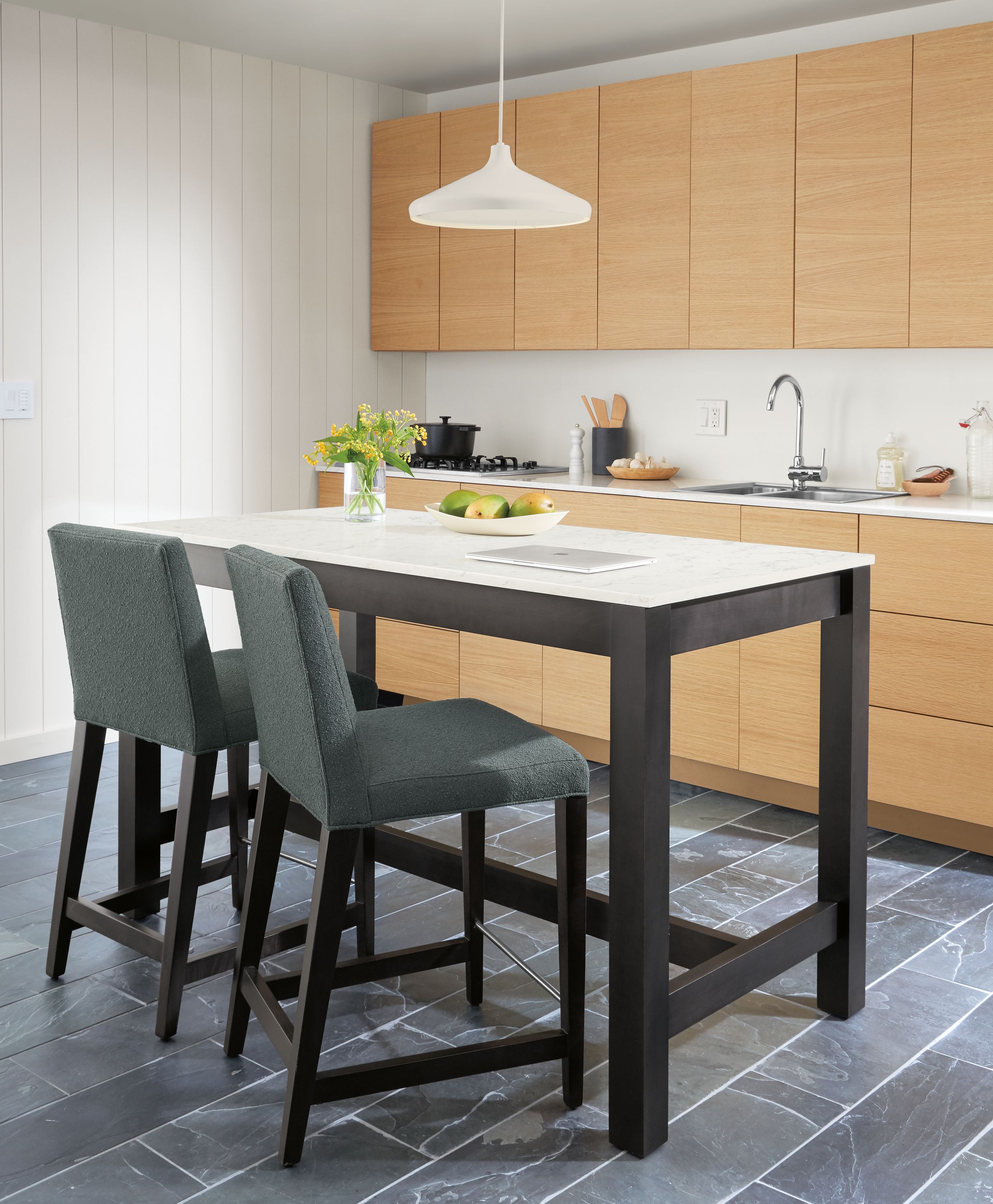 Counter stool in Declan haze with charcoal legs