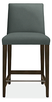 Front view of Ava Counter Stool in Declan Haze with Charcoal Legs.