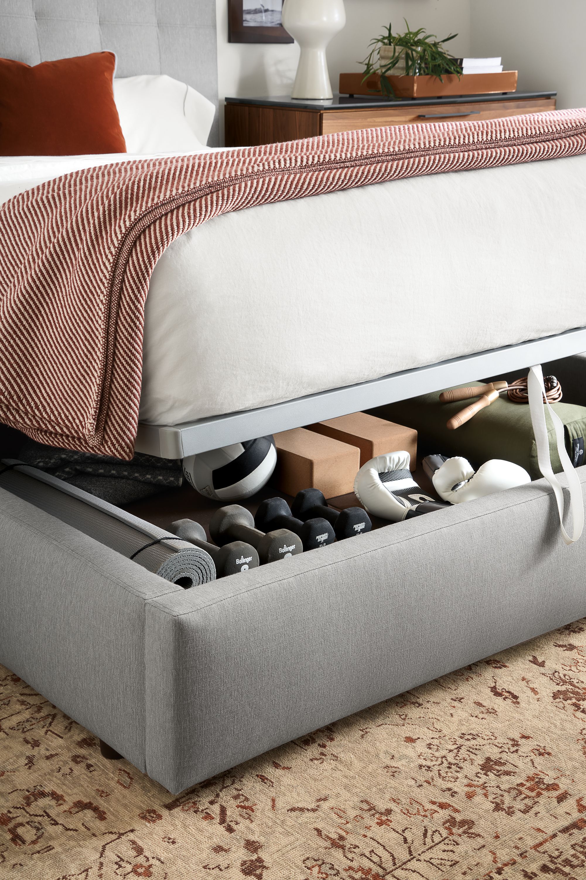 But i really want at least most of my shoes to live in my bedroom. avery queen storage bed
