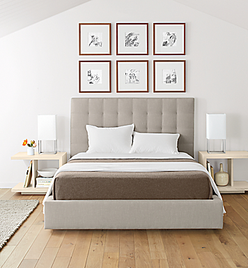 Avery queen storage bed in modern bright bedroom.