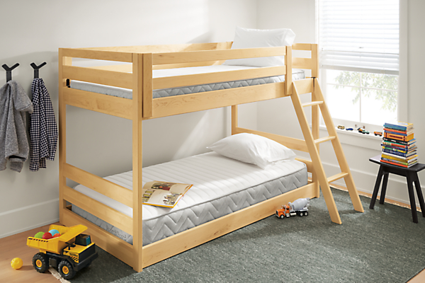 Detail of Basic twin bunk mattress and Basic twin mattress in bunk bed.