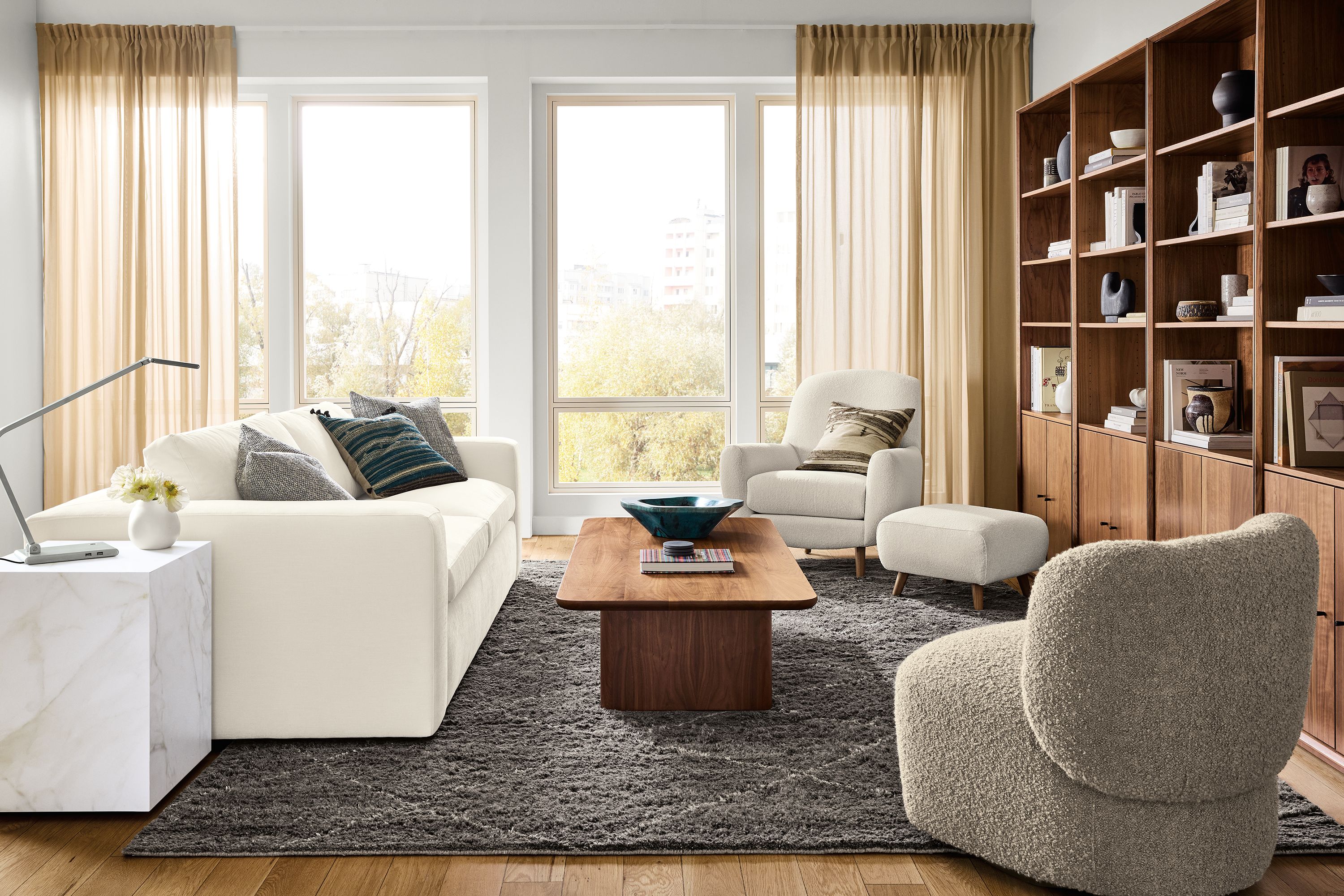 98" sofa in Mori ivory fabirc