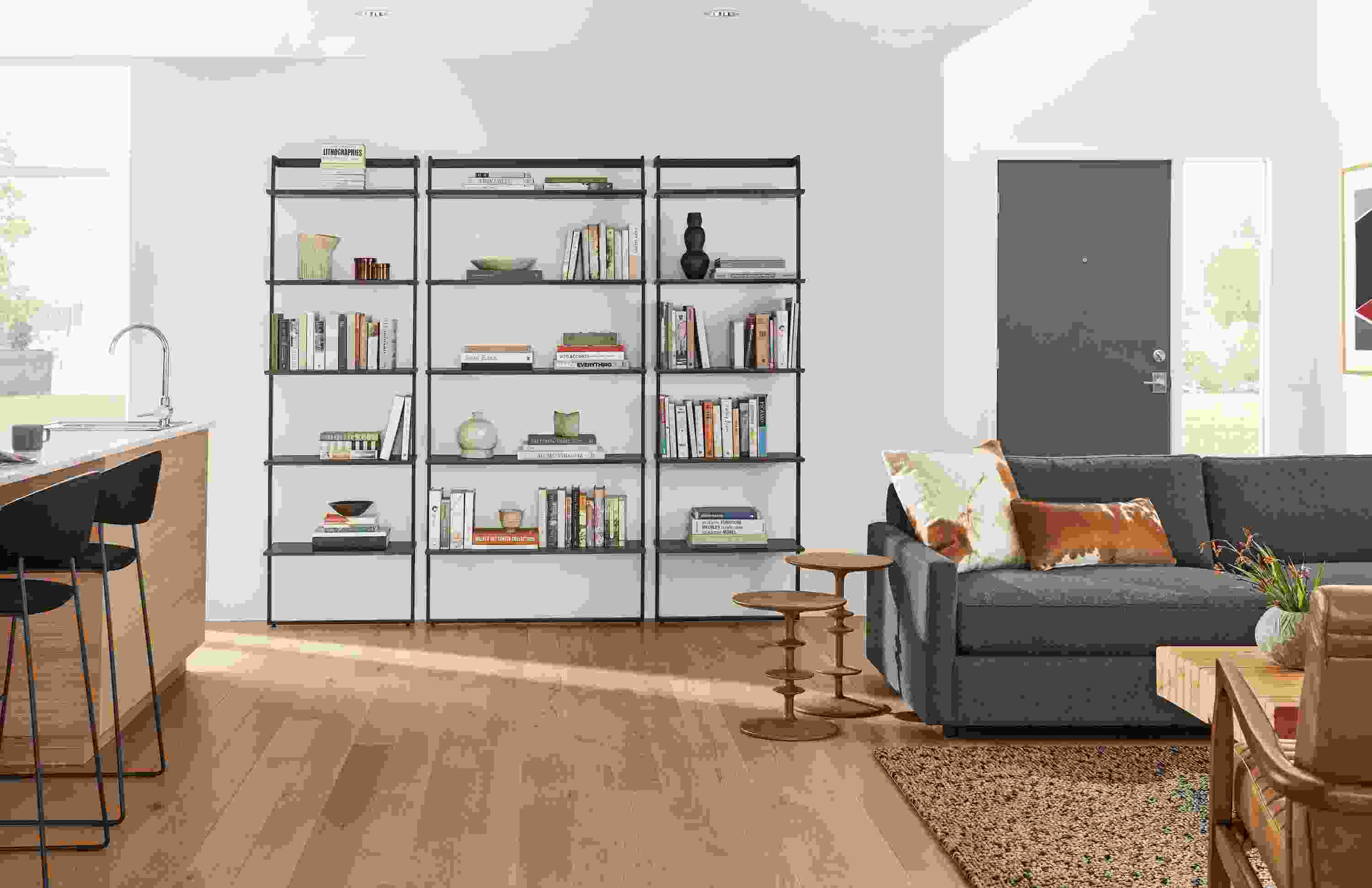Detail of Beam leaning bookcase.