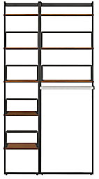 Front view of Beam 40w 12d 78h Clothing Bar Wall Unit with Inserts.