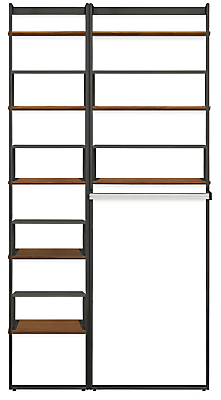 Front view of Beam 40w 12d 78h Clothing Bar Wall Unit with Inserts.