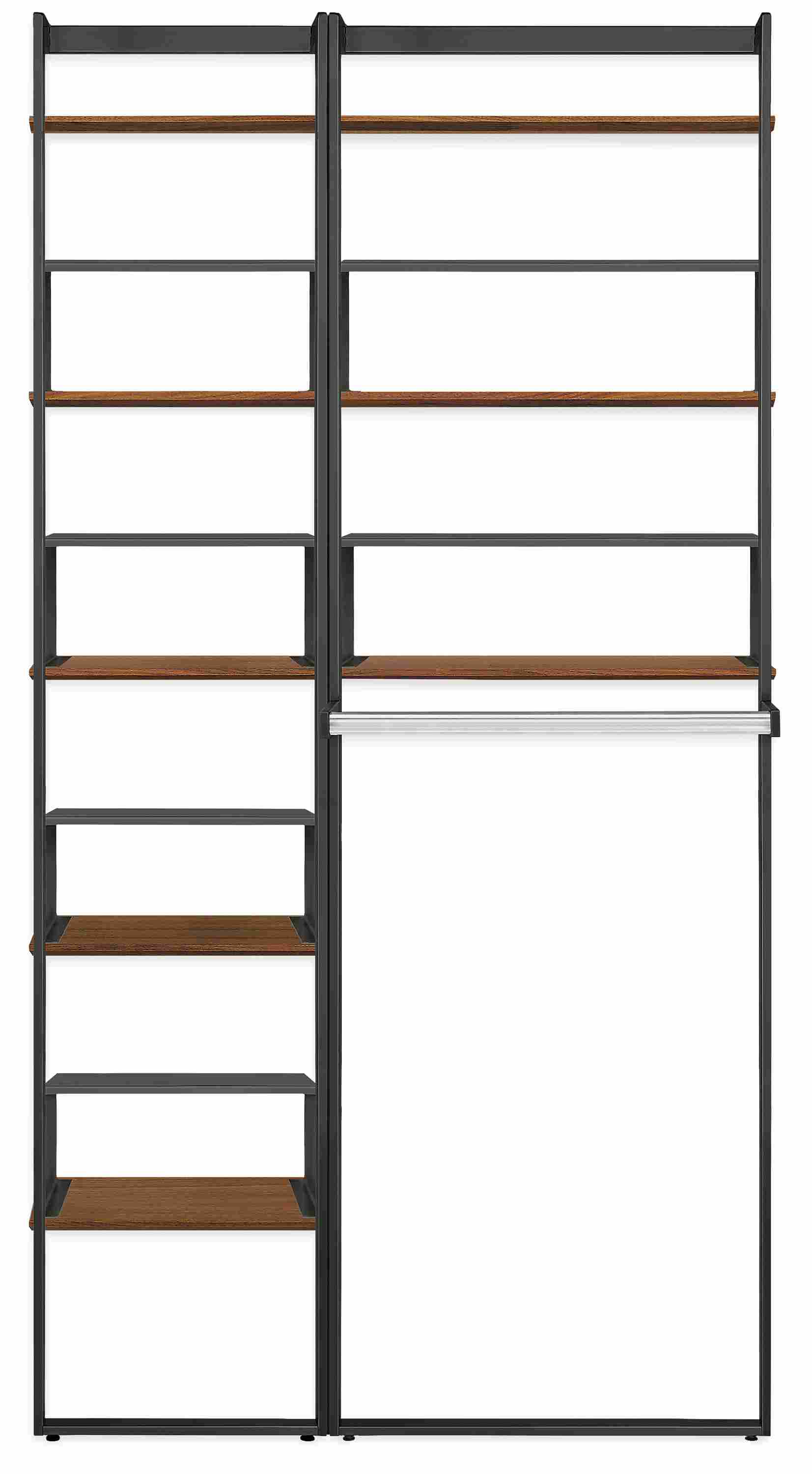 Front view of Beam 40w 12d 78h Clothing Bar Wall Unit with Inserts.
