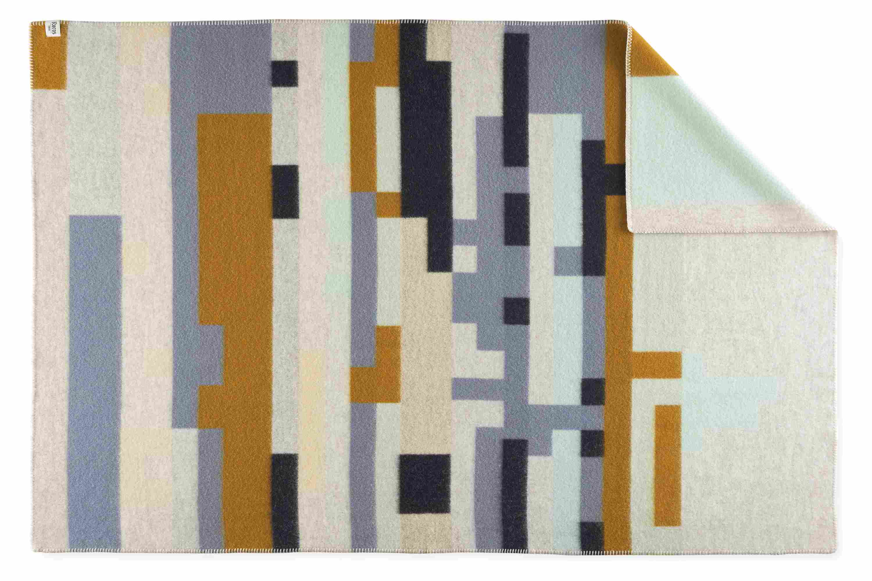 Open detail of Bergstaden Throw Blanket in Olive/Mint.