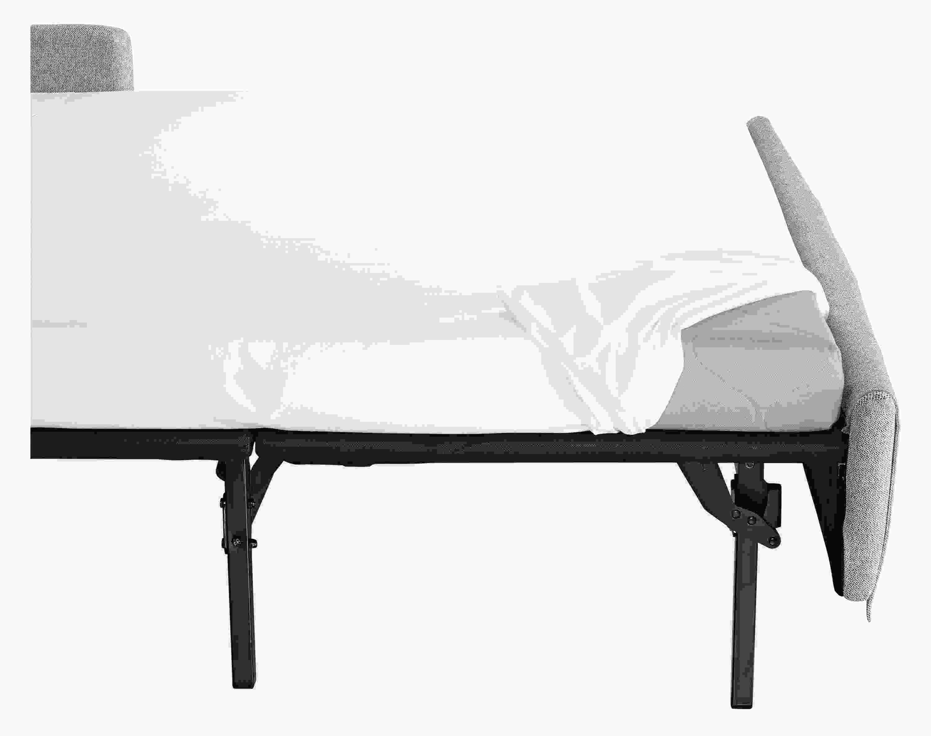 Side view of open Berin sleeper sofa inopen position.