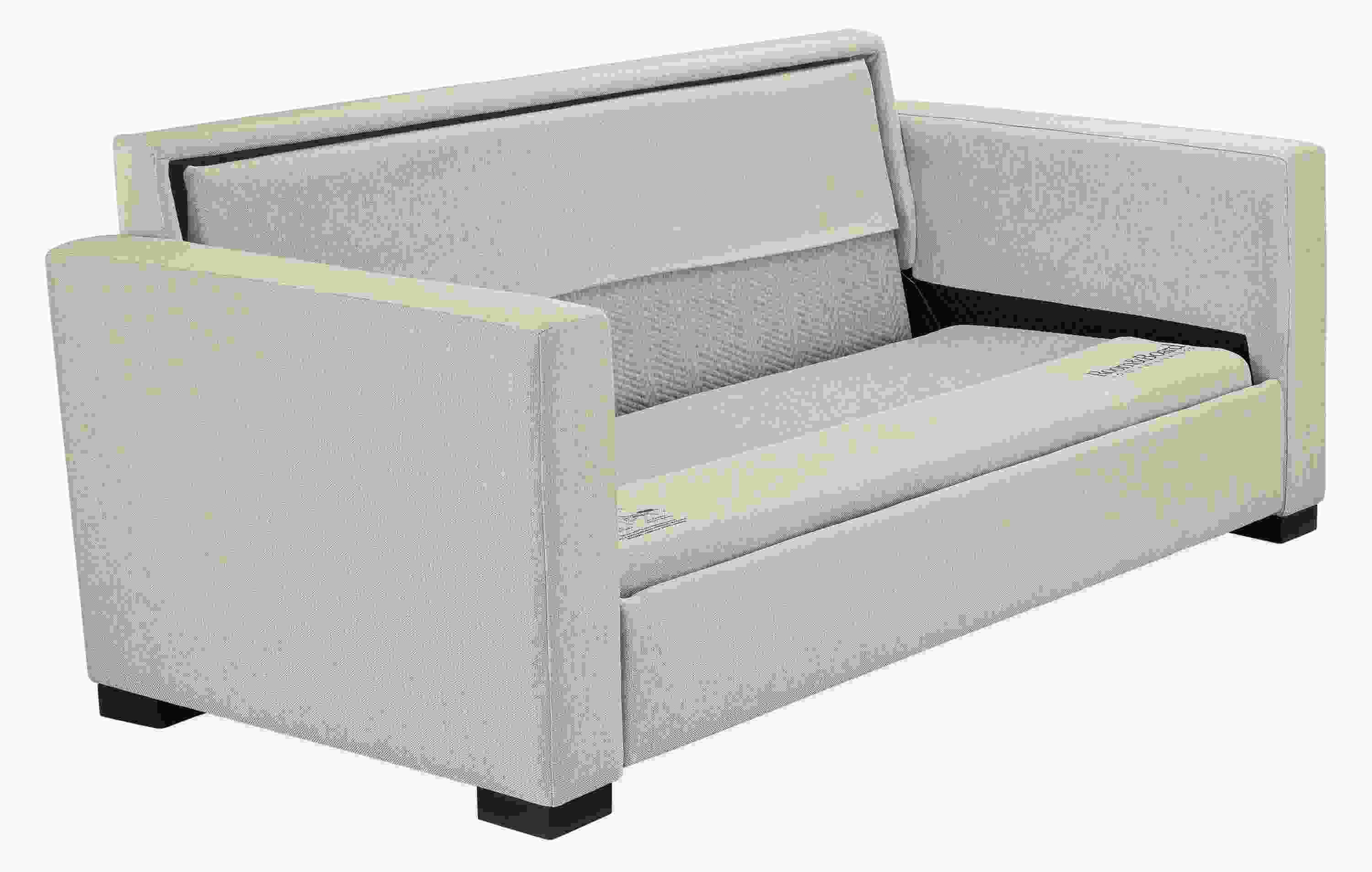 Berin wide arm 82-wide queen plus sleeper sofa in Sumner Linen show with seat cushions removed.