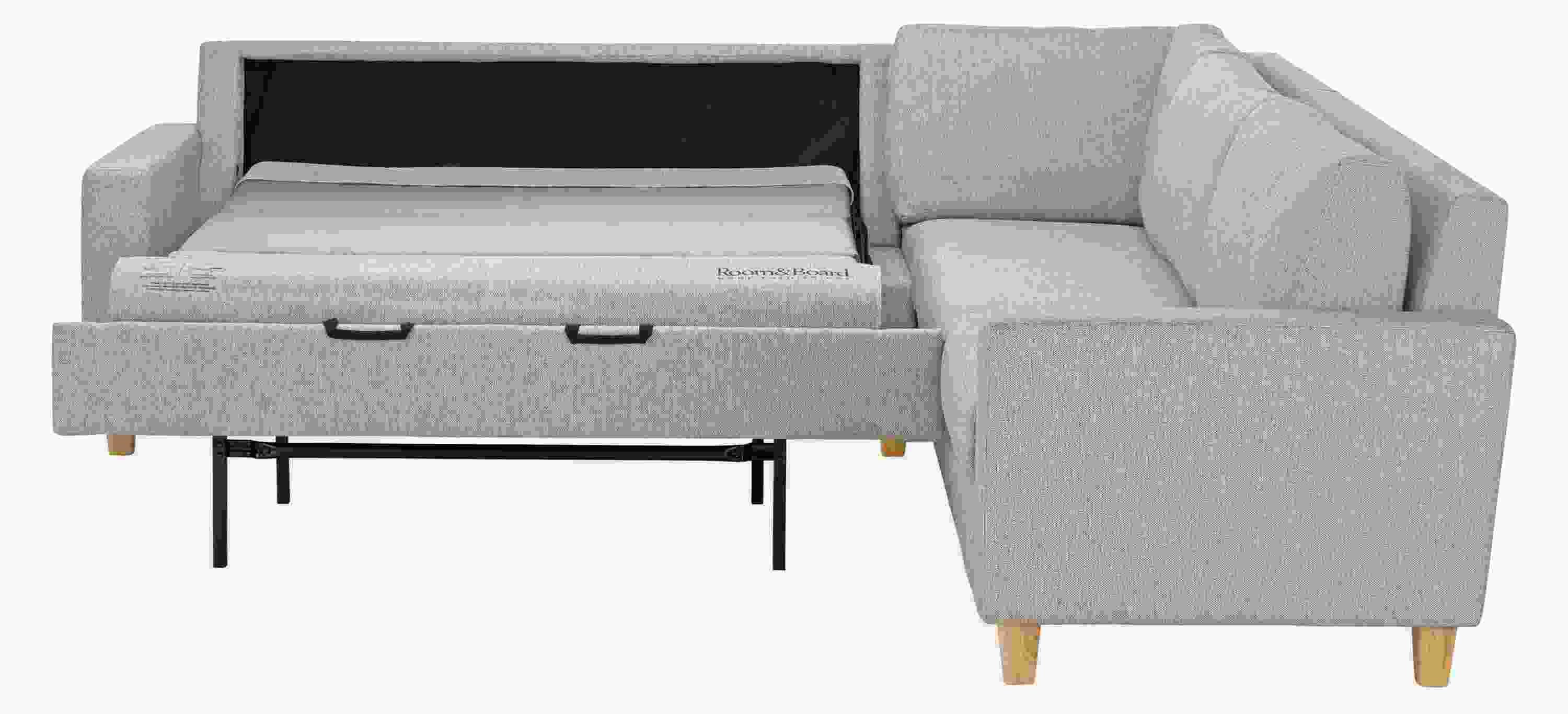 Front view of Berin sectional sleeper in full open position.