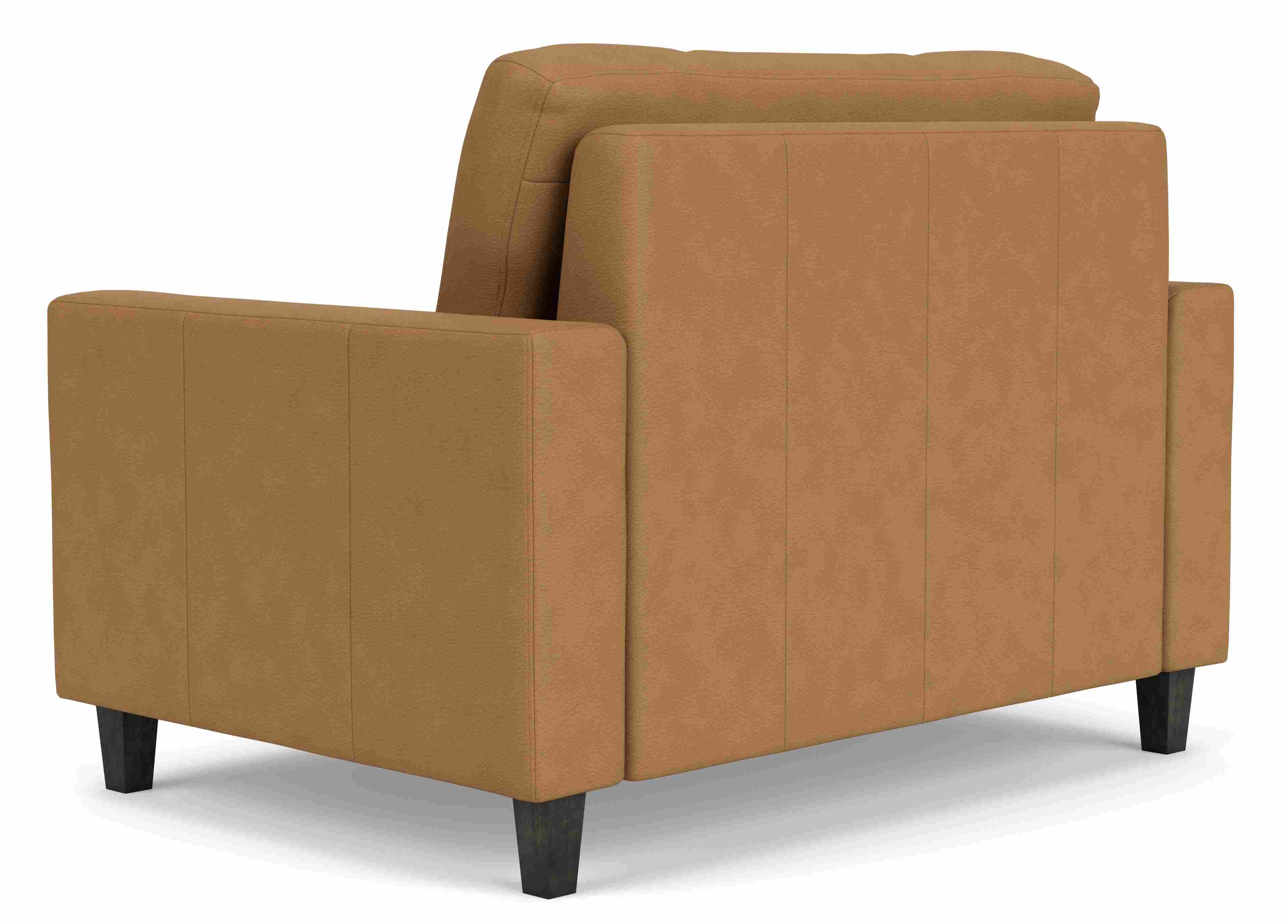 Back view of Berin Wide Arm Twin Sleeper Chair Wood in Leather