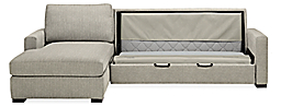 Front view of Berin sleeper sofa with left-arm chaise with cushions removed.