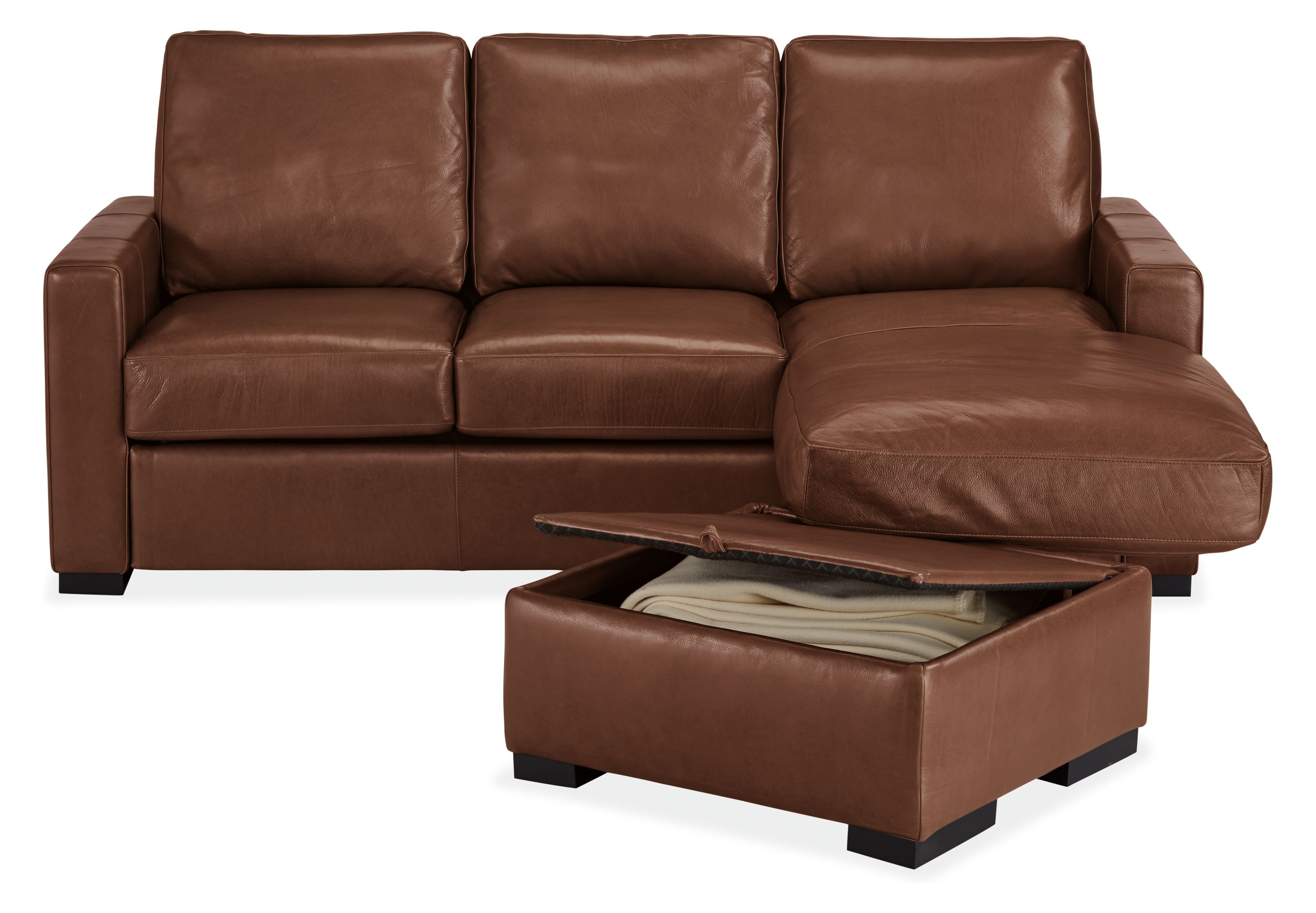 Detail of Berin 81-wide Day and Night Queen Plus Sleeper +Right-Arm Storage Chaise Lecco Leather.