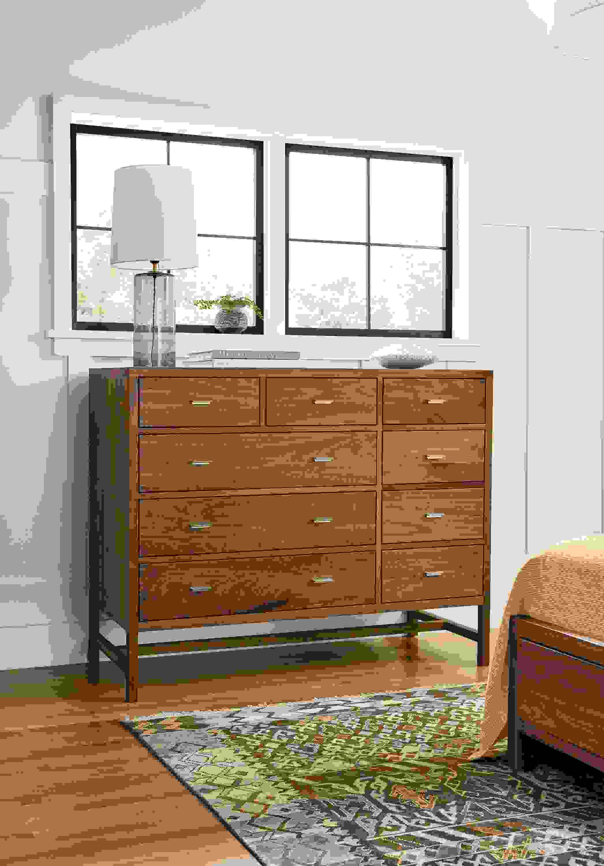 Detail of Berkeley nine-drawer dresser.