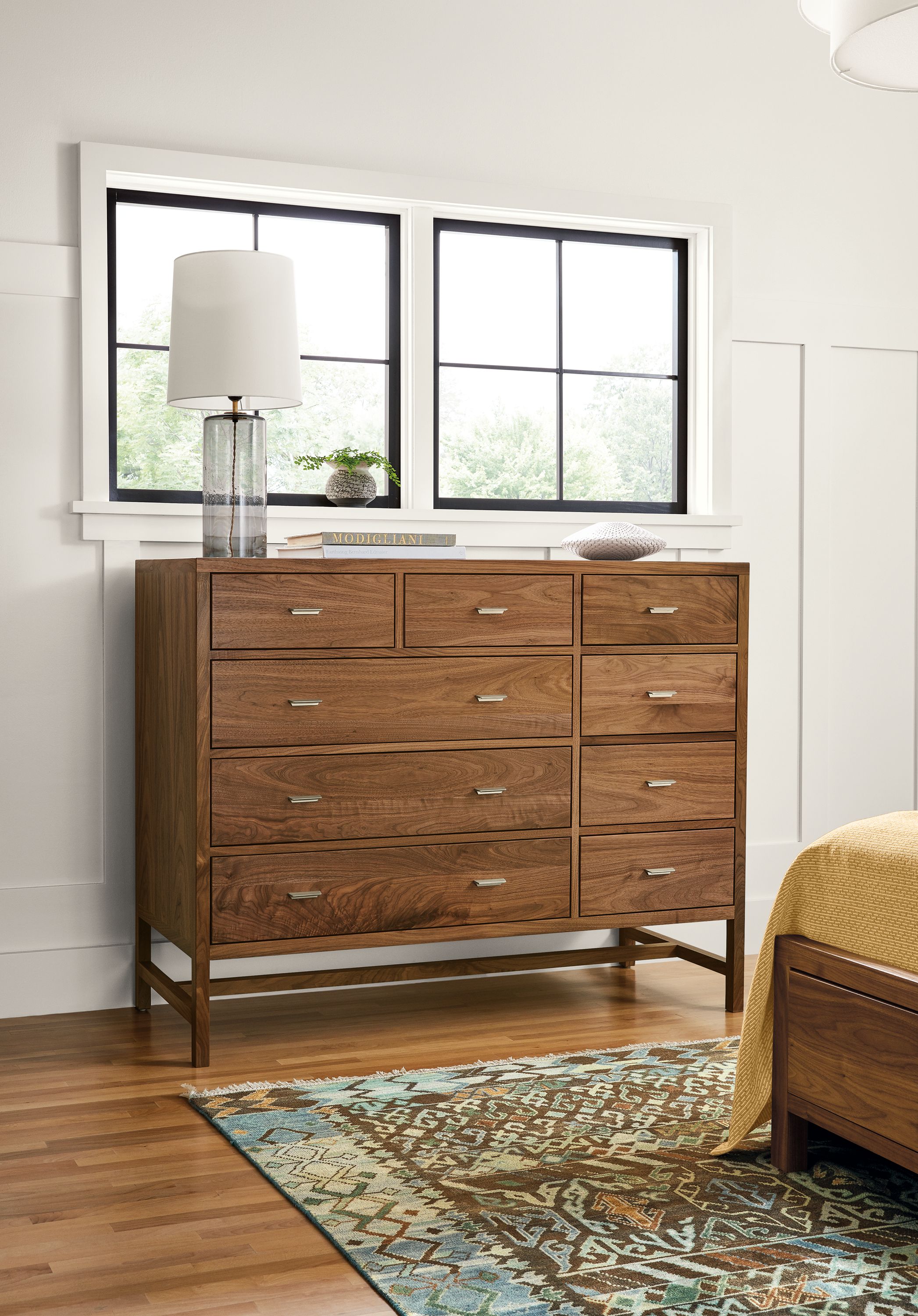 Detail of Berkeley nine-drawer dresser.