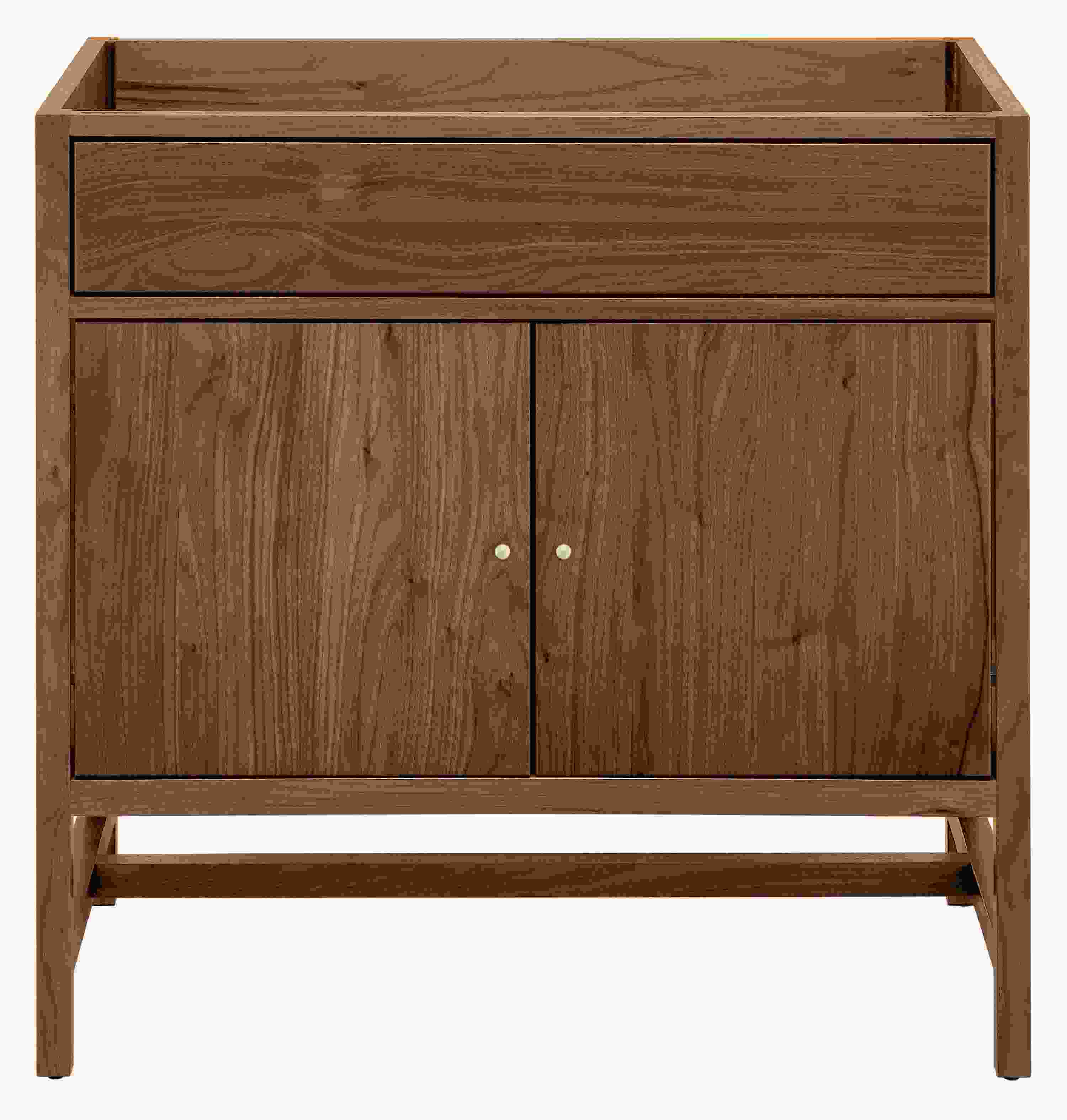 Front view of Berkeley 34.5w 21d 33.25h Bathroom Vanity Cabinet without Top.