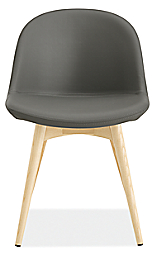 Front view of Bernard Dining Chair in Synthetic Leather with Wood Legs.